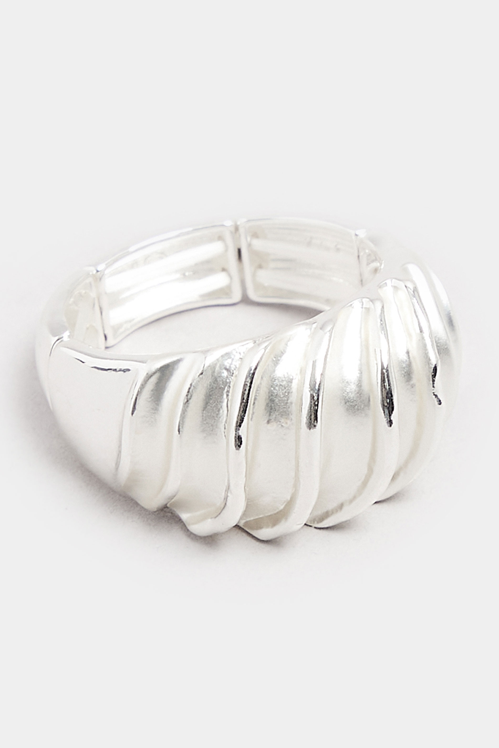 Silver Tone Wave Stretch Ring | Yours Clothing 3