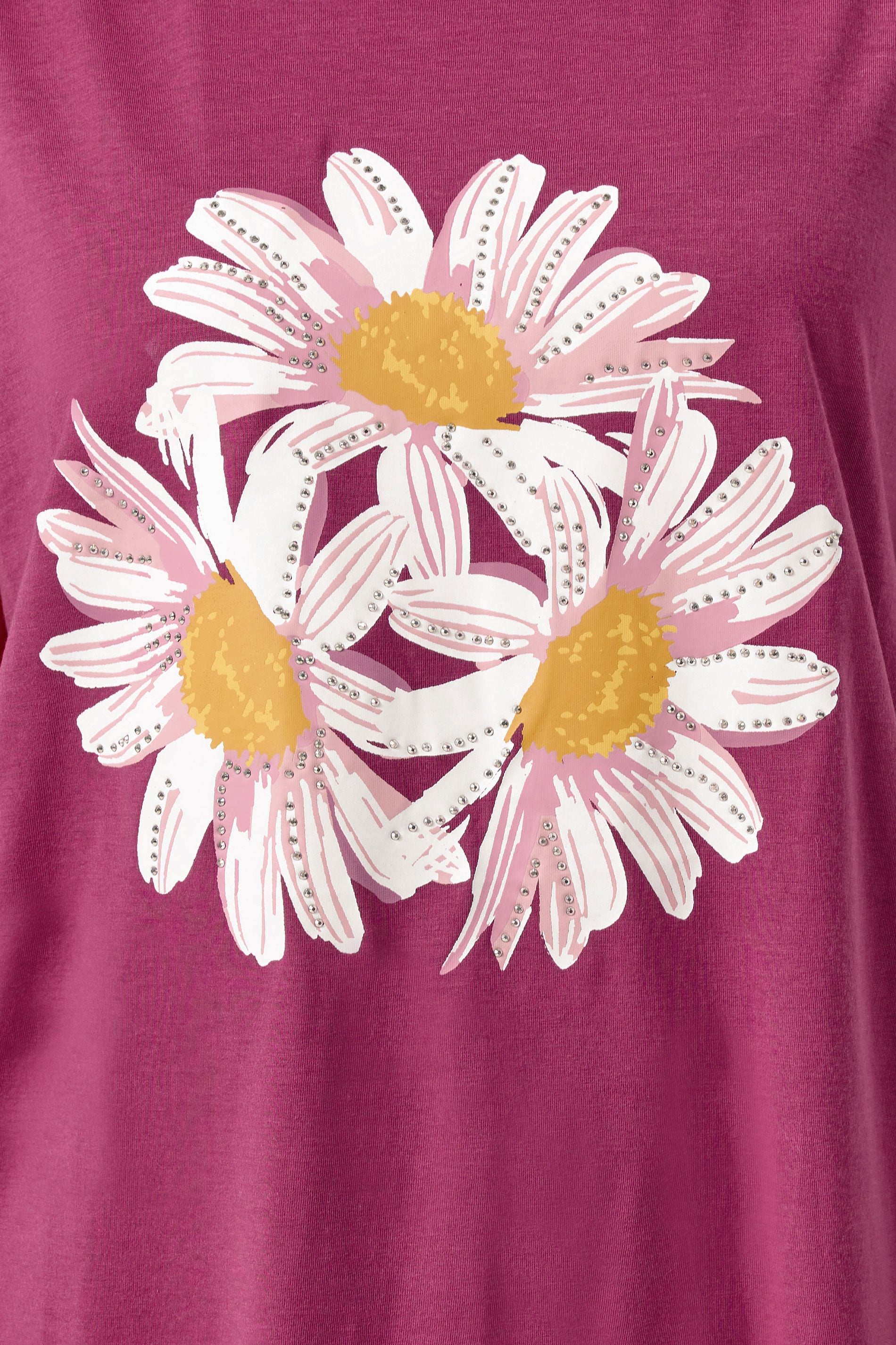 YOURS Plus Size Pink Studded Daisy T-Shirt | Yours Clothing 4