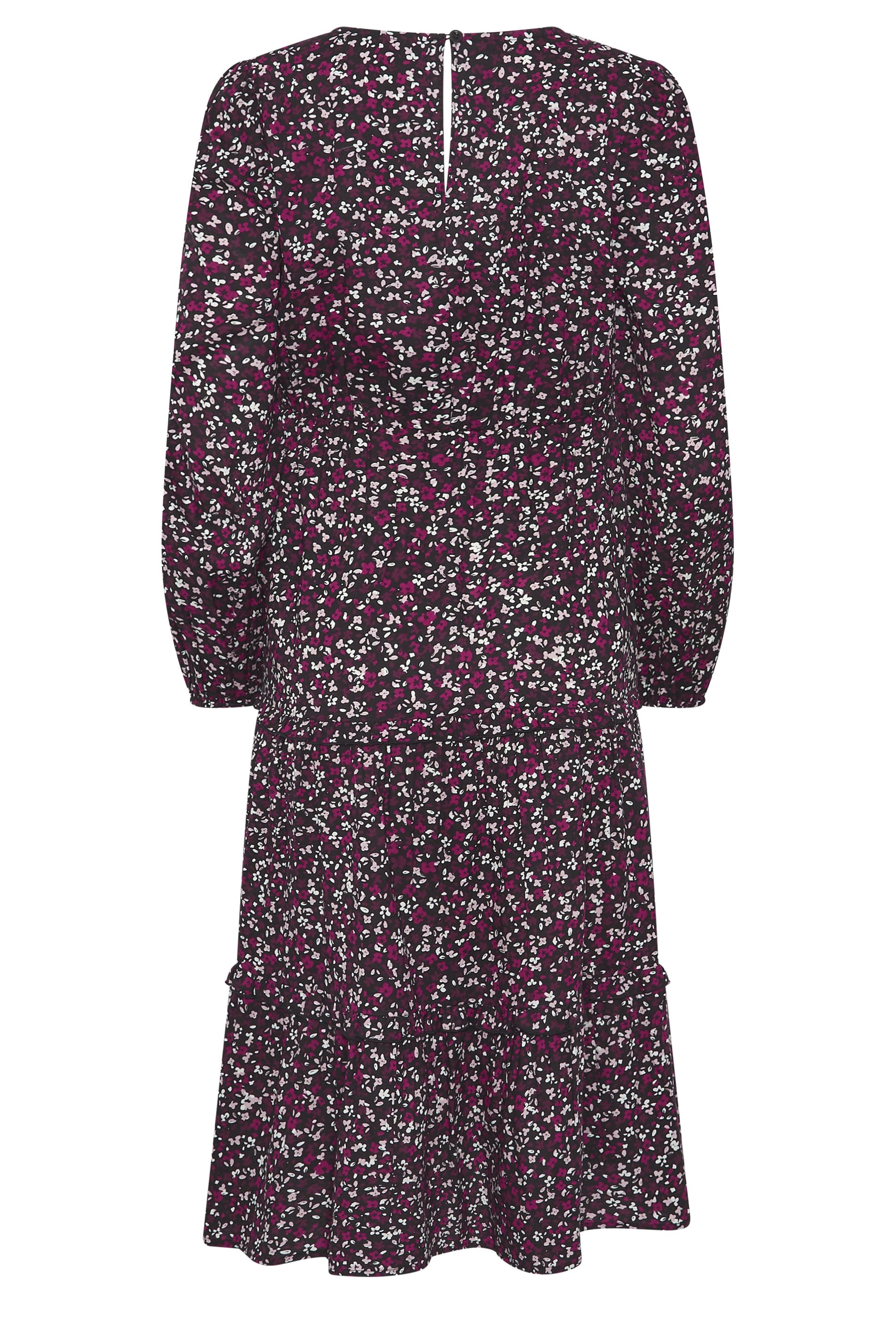 M&Co Berry Purple Ditsy Floral Print Ruffle Midi Dress | M&Co 6