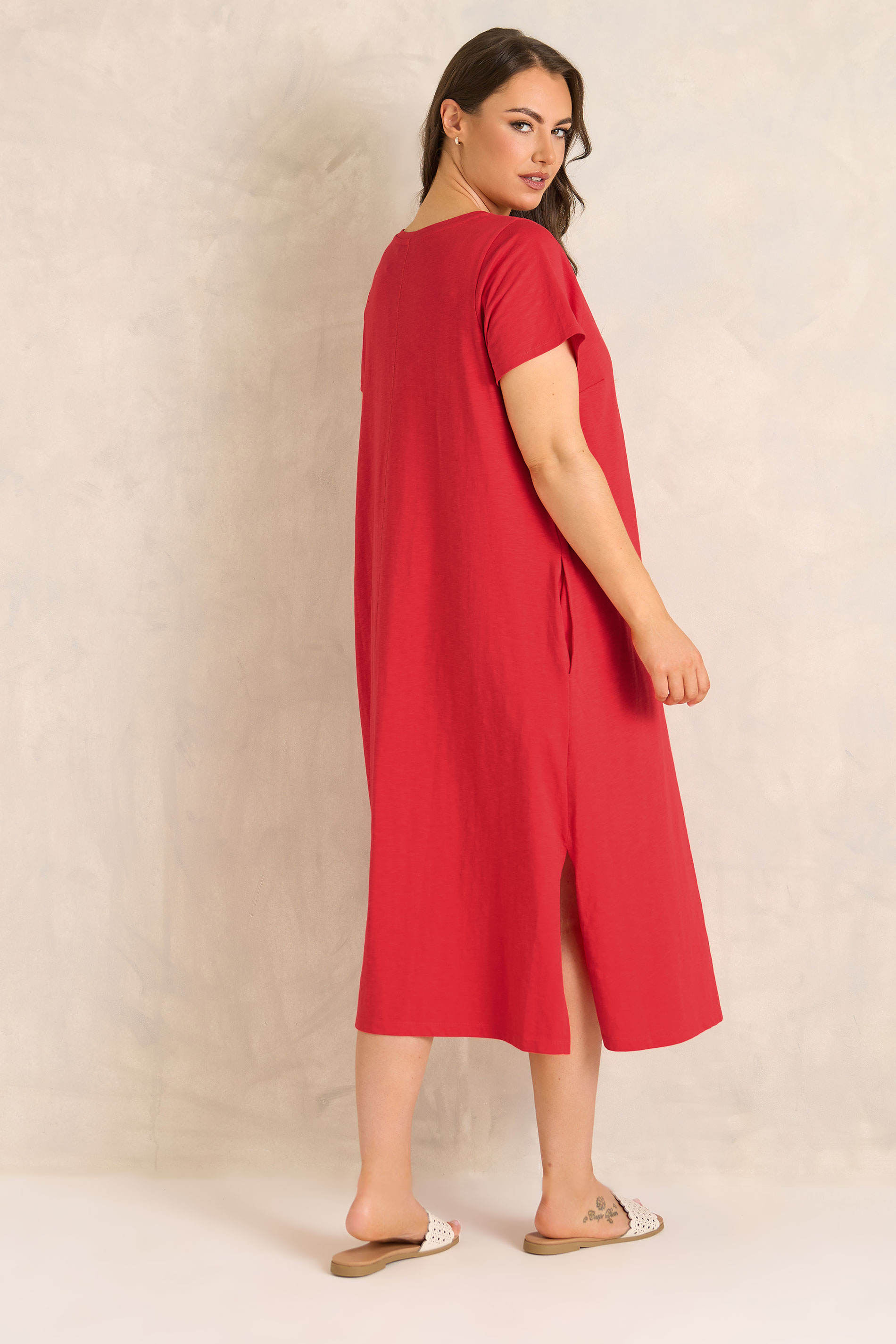 EVANS Plus Size Red Premium Cotton Dress | Evans 2