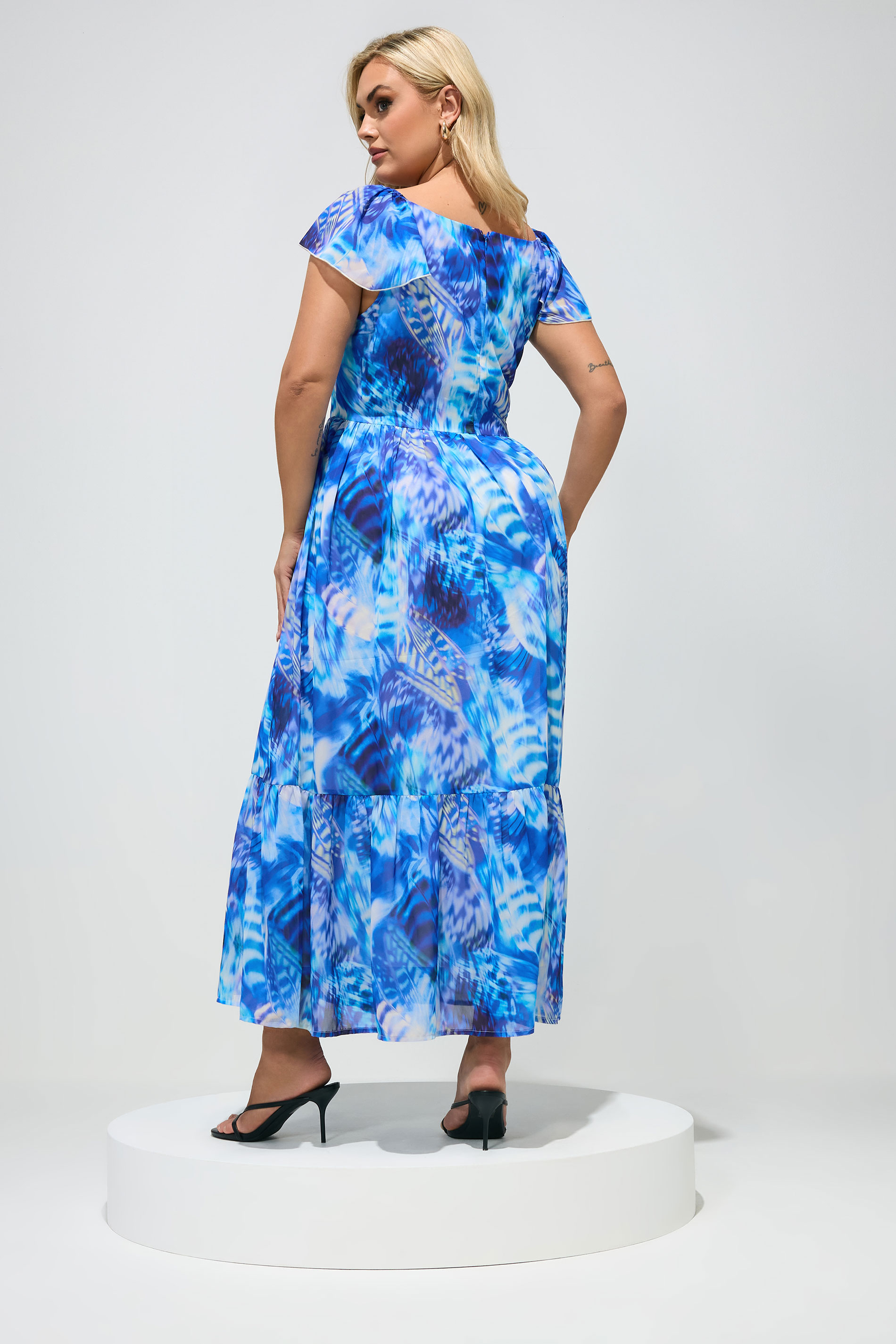 YOURS LONDON Plus Size Blue Abstract Smock Dress | Yours Clothing 4