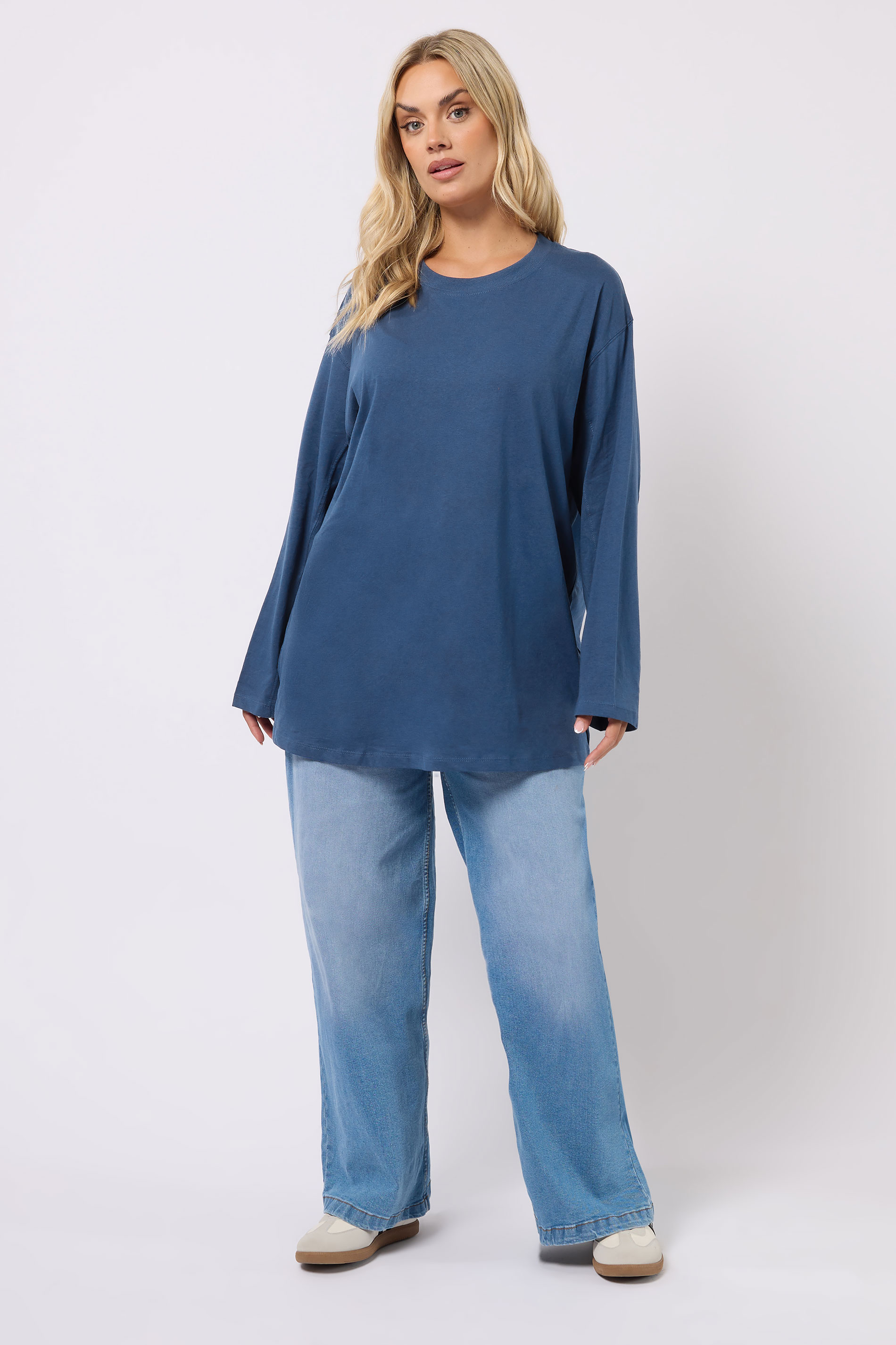 YOURS Plus Size Navy Blue Seam Detail Skater Top | Yours Clothing 1