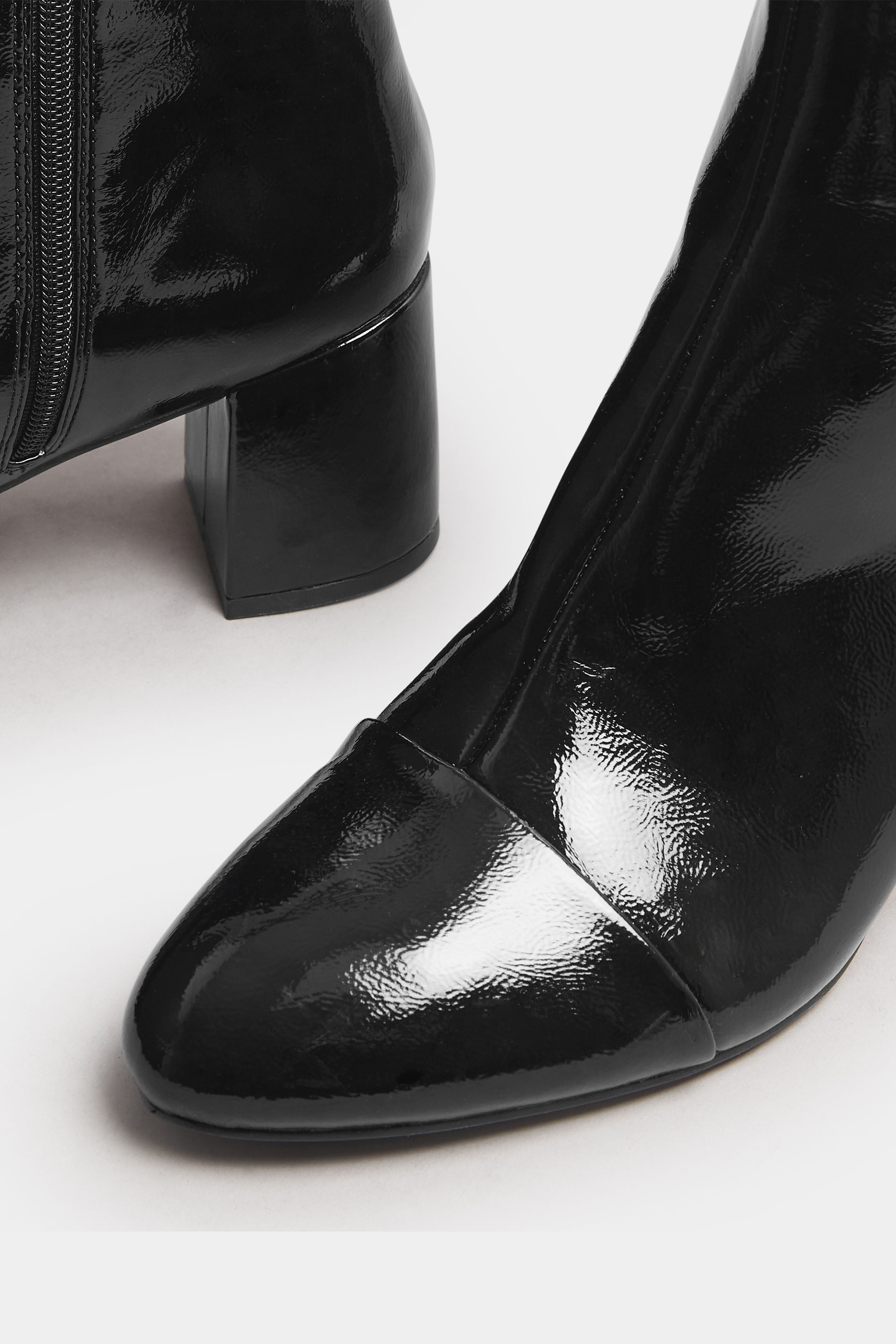LTS Black Patent Block Heel Ankle Boot In Standard Fit | Long Tall Sally 5