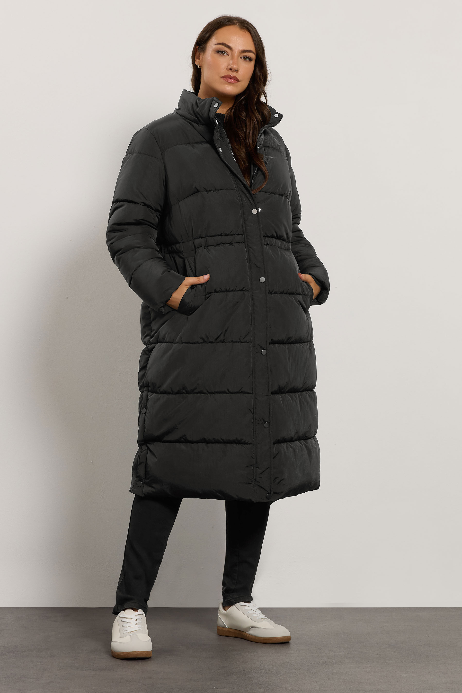 EVANS Curve Black Maxi Puffer Coat | Evans 5