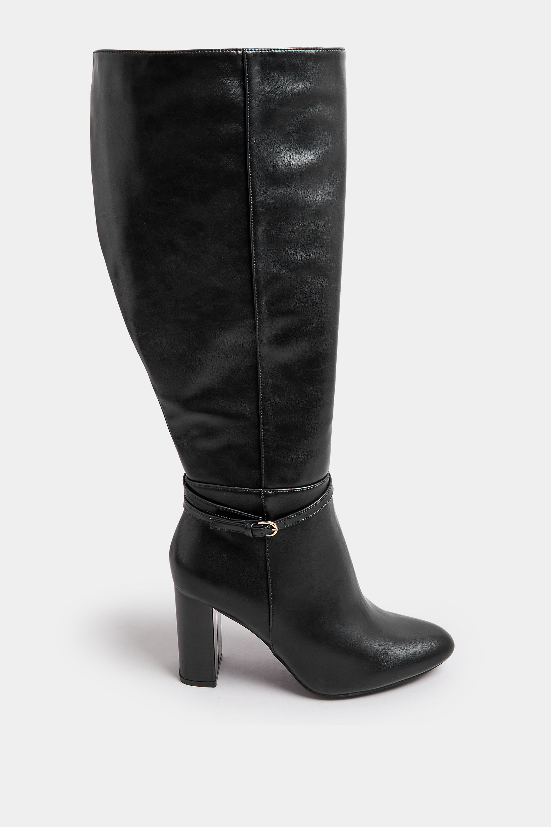 Black Heeled Knee High Boot In Wide E Fit & Extra Wide EEE Fit | Yours Clothing  2
