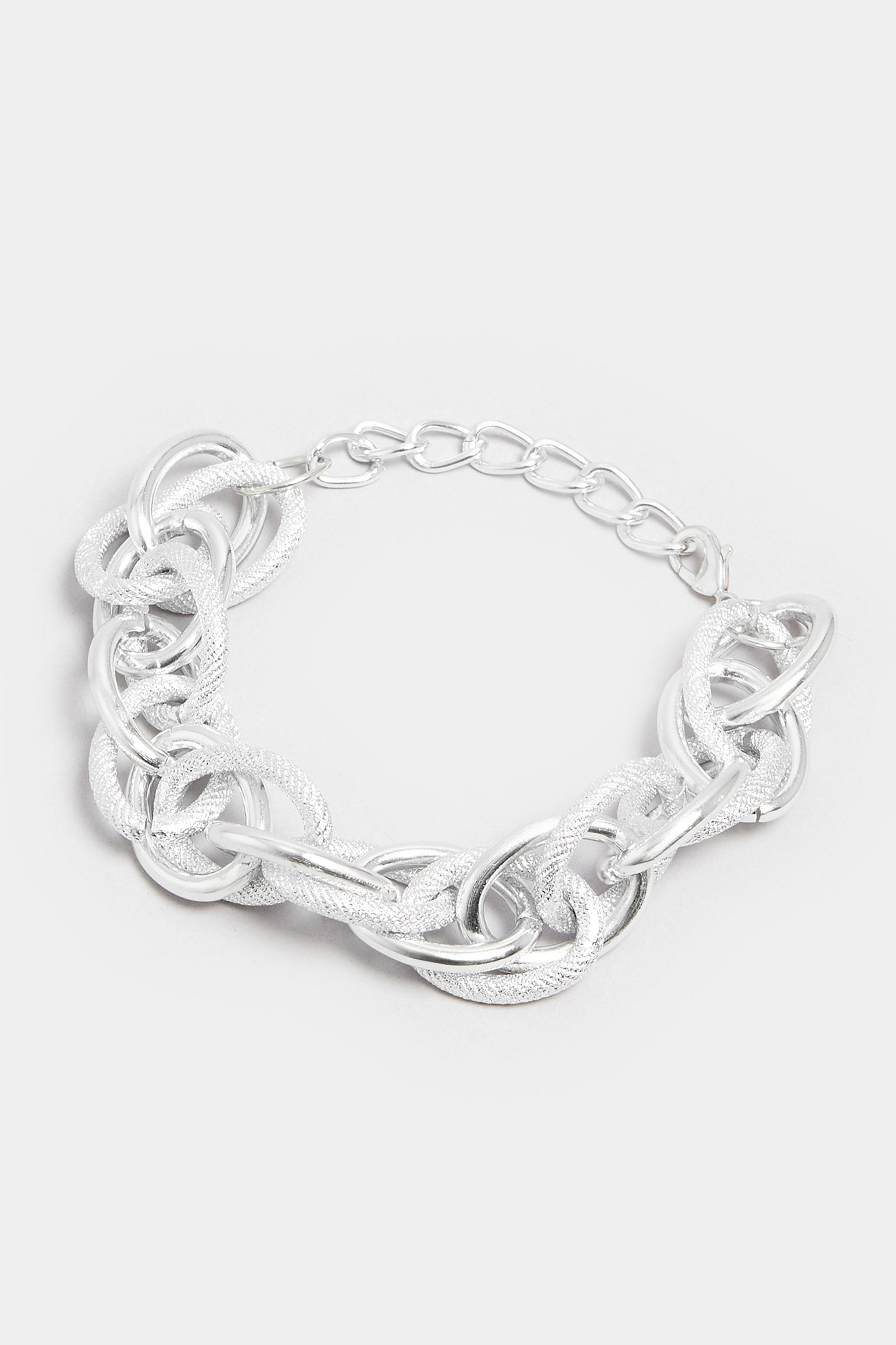 Silver Tone Textured Chunky Chain Bracelet | Yours Clothing 3