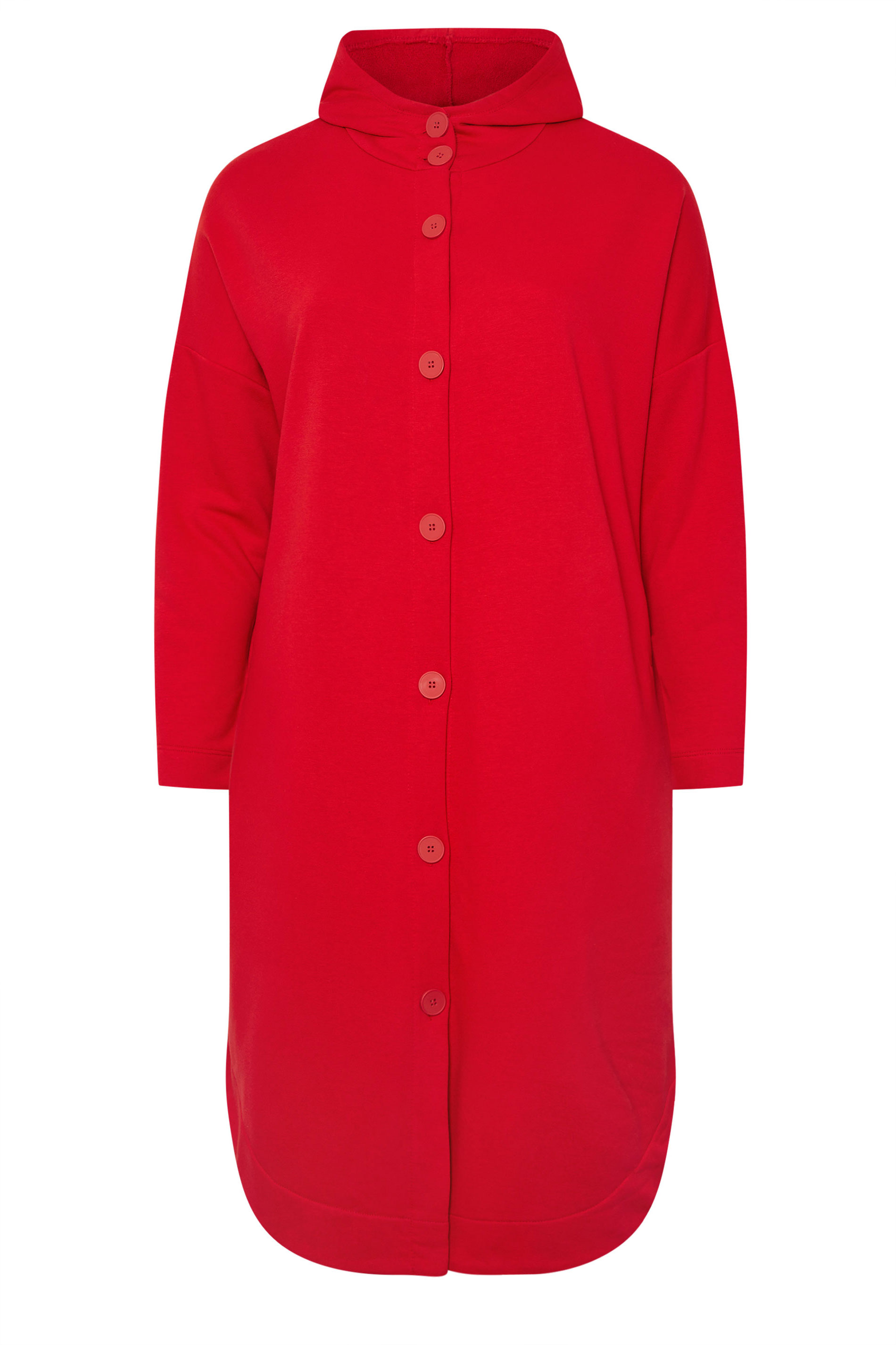 YOURS Plus Size Red Hooded Maxi Jacket | Yours Clothing 5