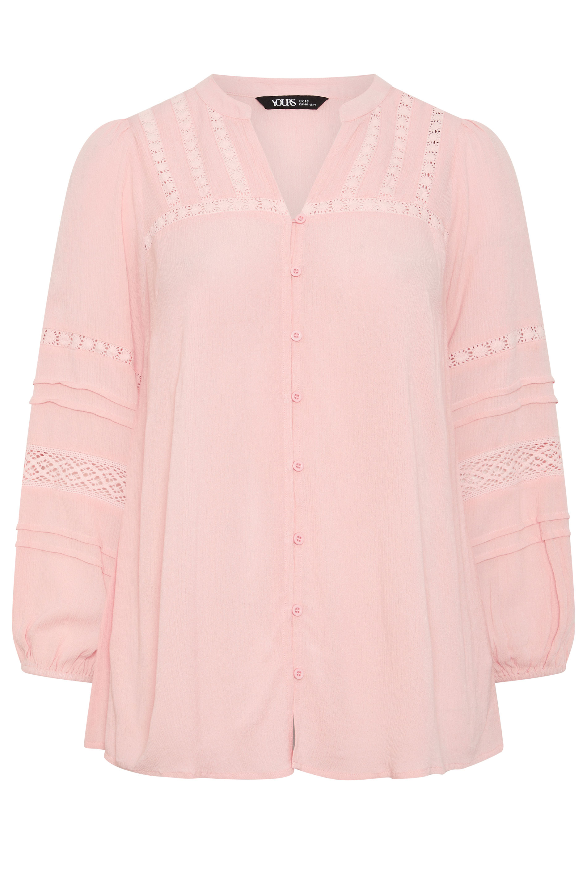 YOURS Plus Size Pink Crochet Notch Neck Top | Yours Clothing 5