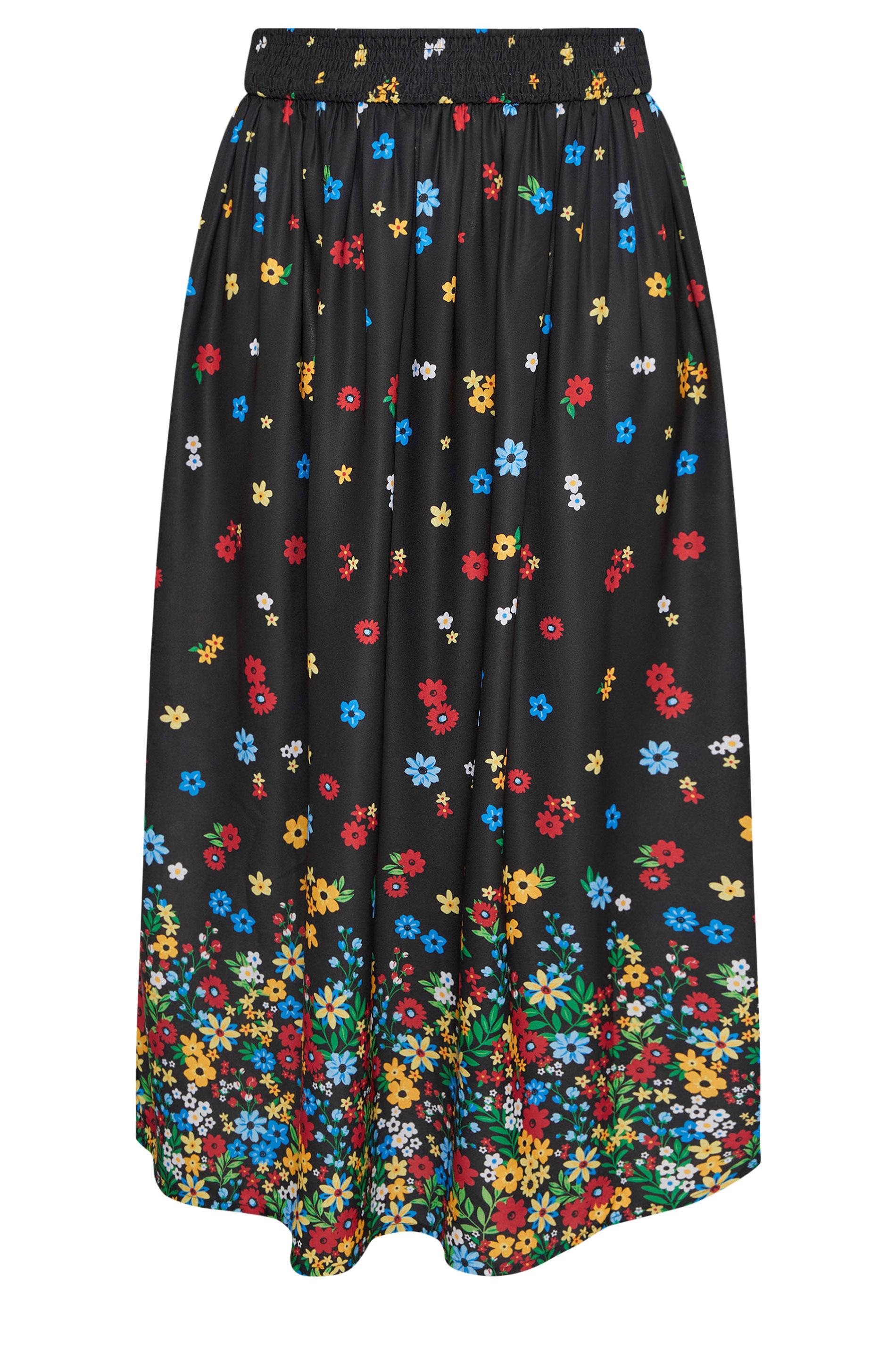 YOURS Plus Size Black Floral Ditsy Maxi Skirt | Yours Clothing 5