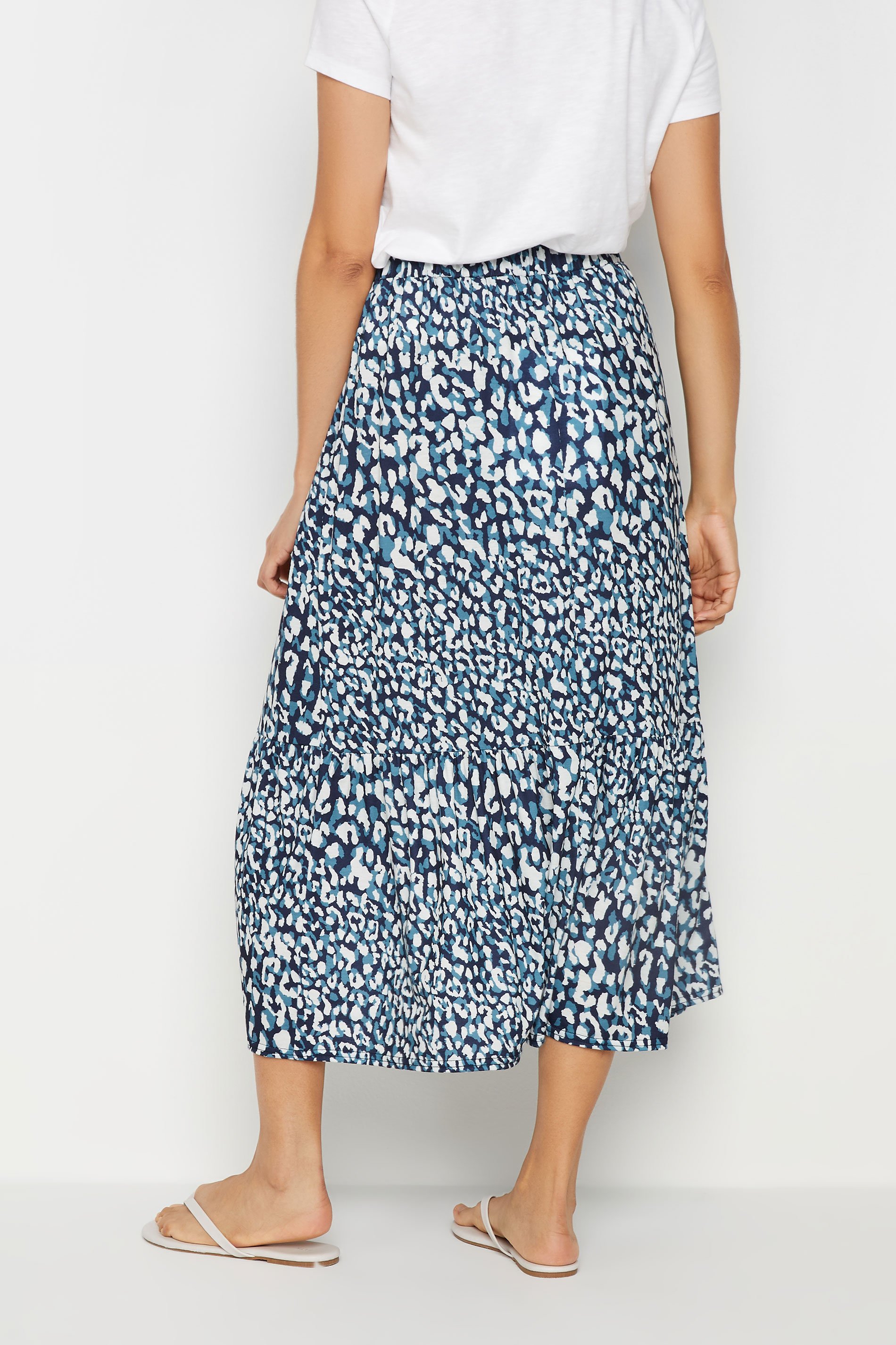 M&Co Blue Leopard Print Tiered Skirt | M&Co 3
