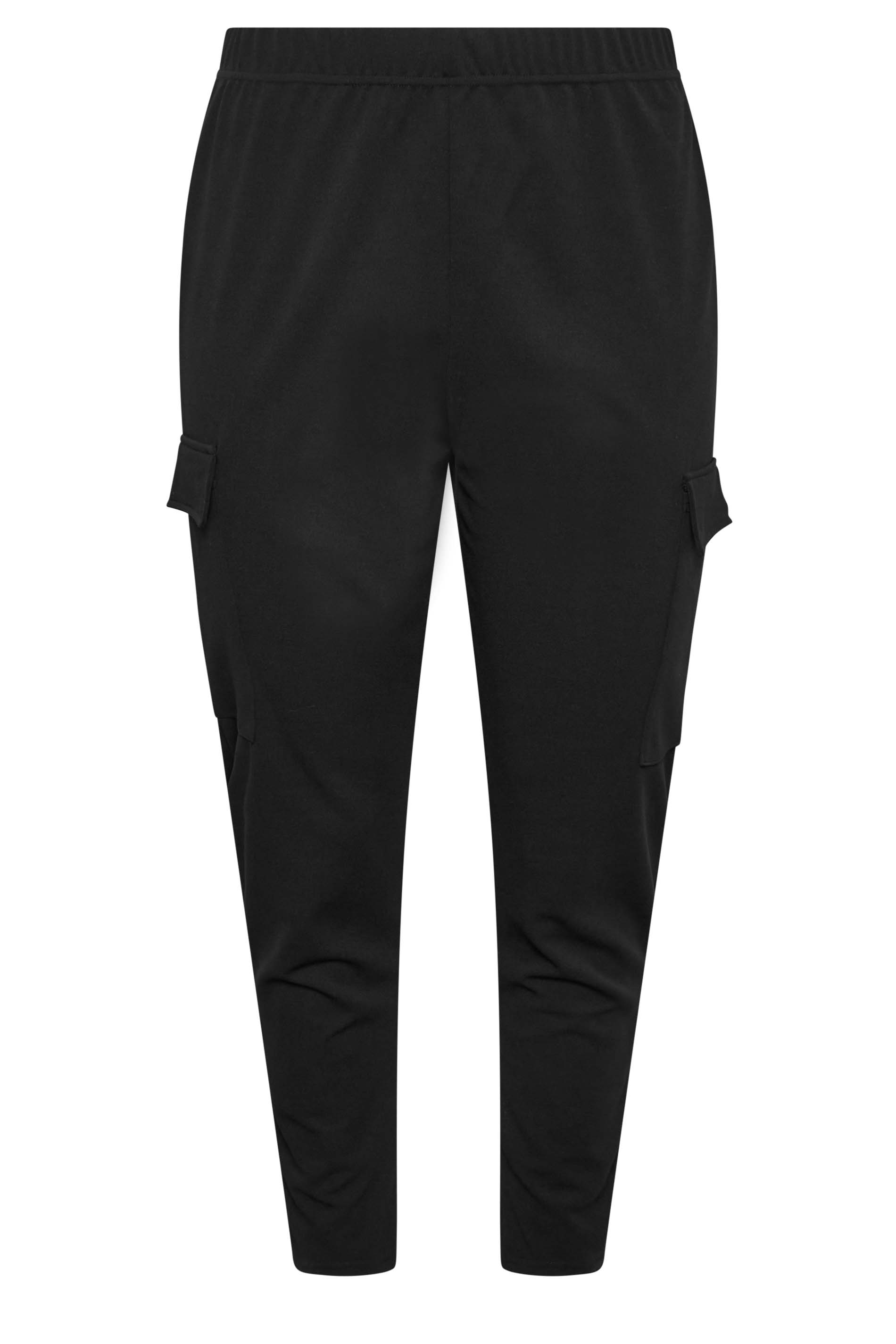 YOURS Curve Plus Size Black Tailored Scuba Cargo Trousers | Yours Clothing  6