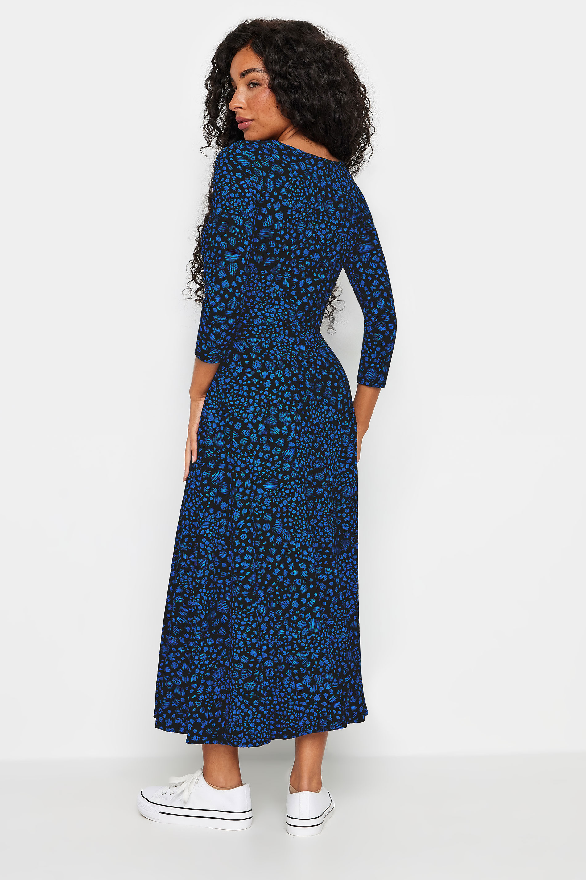 M&Co Petite Blue Spot Markings Midi Dress | M&Co 3