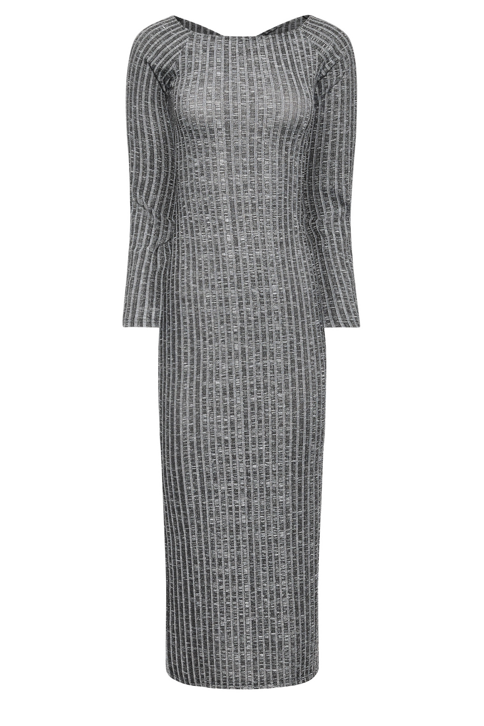 PixieGirl Petite Black Twist Back Ribbed Knit Midi Dress | PixieGirl  6