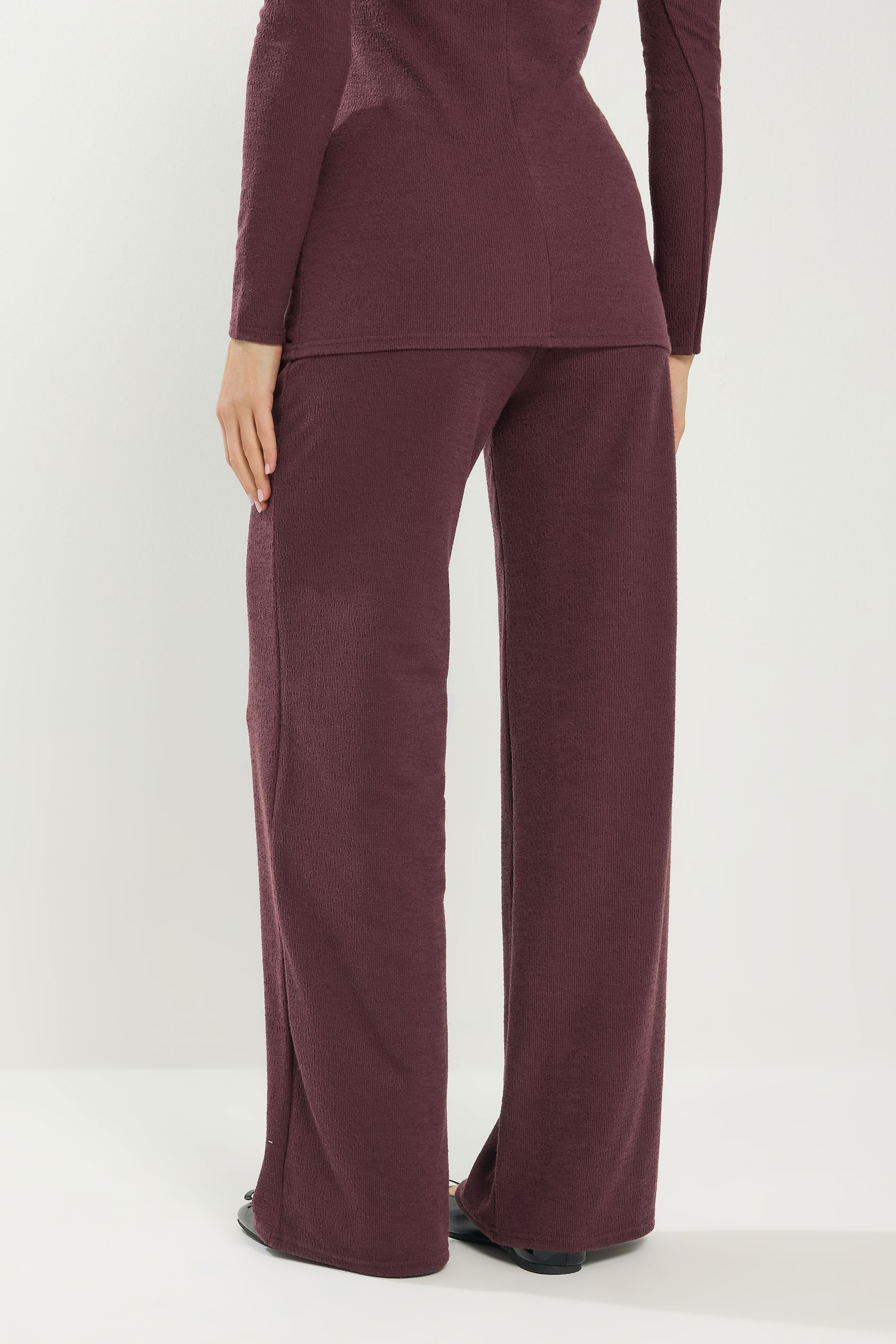 LTS Tall Women's Berry Red Textured Wide Leg Trousers | Long Tall Sally 2