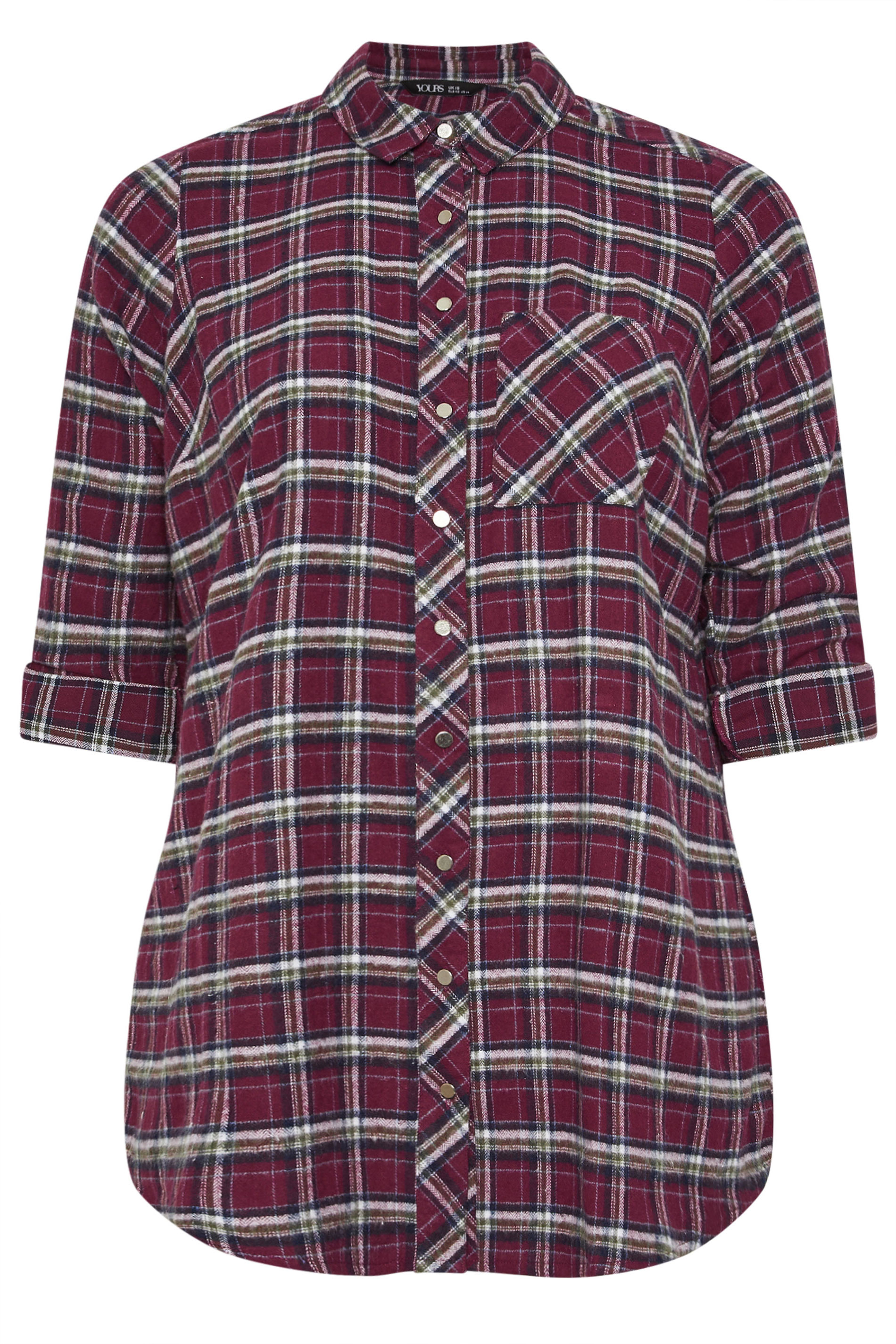 YOURS Plus Size Burgundy Red Check Boyfriend Shirt | Yours Clothing 5