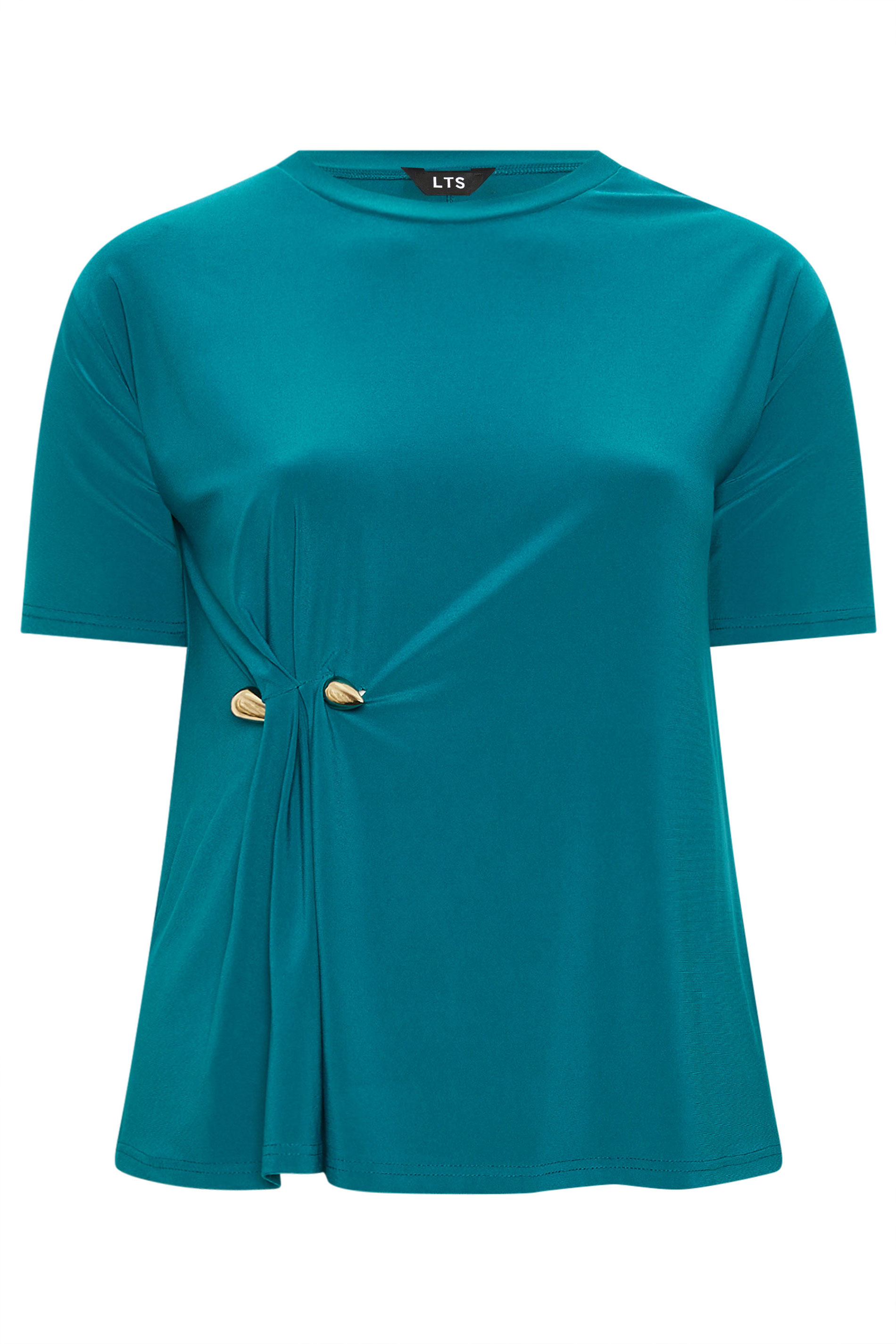 LTS Tall Women's Teal Blue Metal Detail Oversized T-Shirt | Long Tall Sally 5