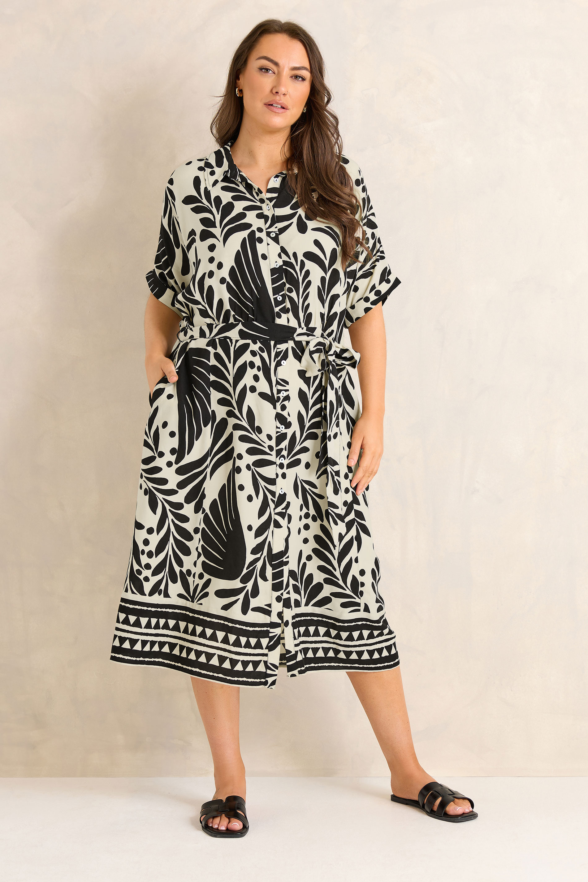 EVANS Plus Size Black Abstract Shirt Dress | Evans 2