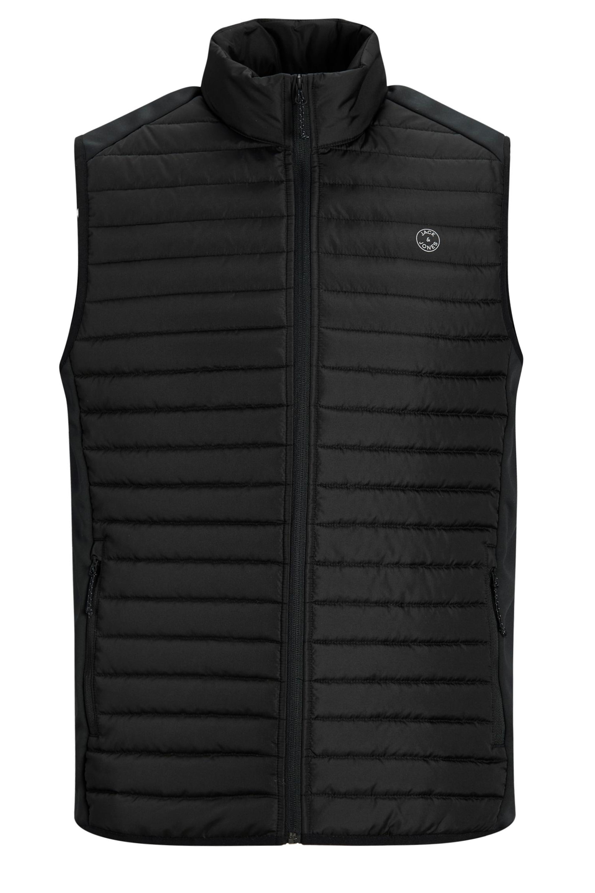 Jack & Jones Black Logo Print Puffer Gilet | BadRhino  2