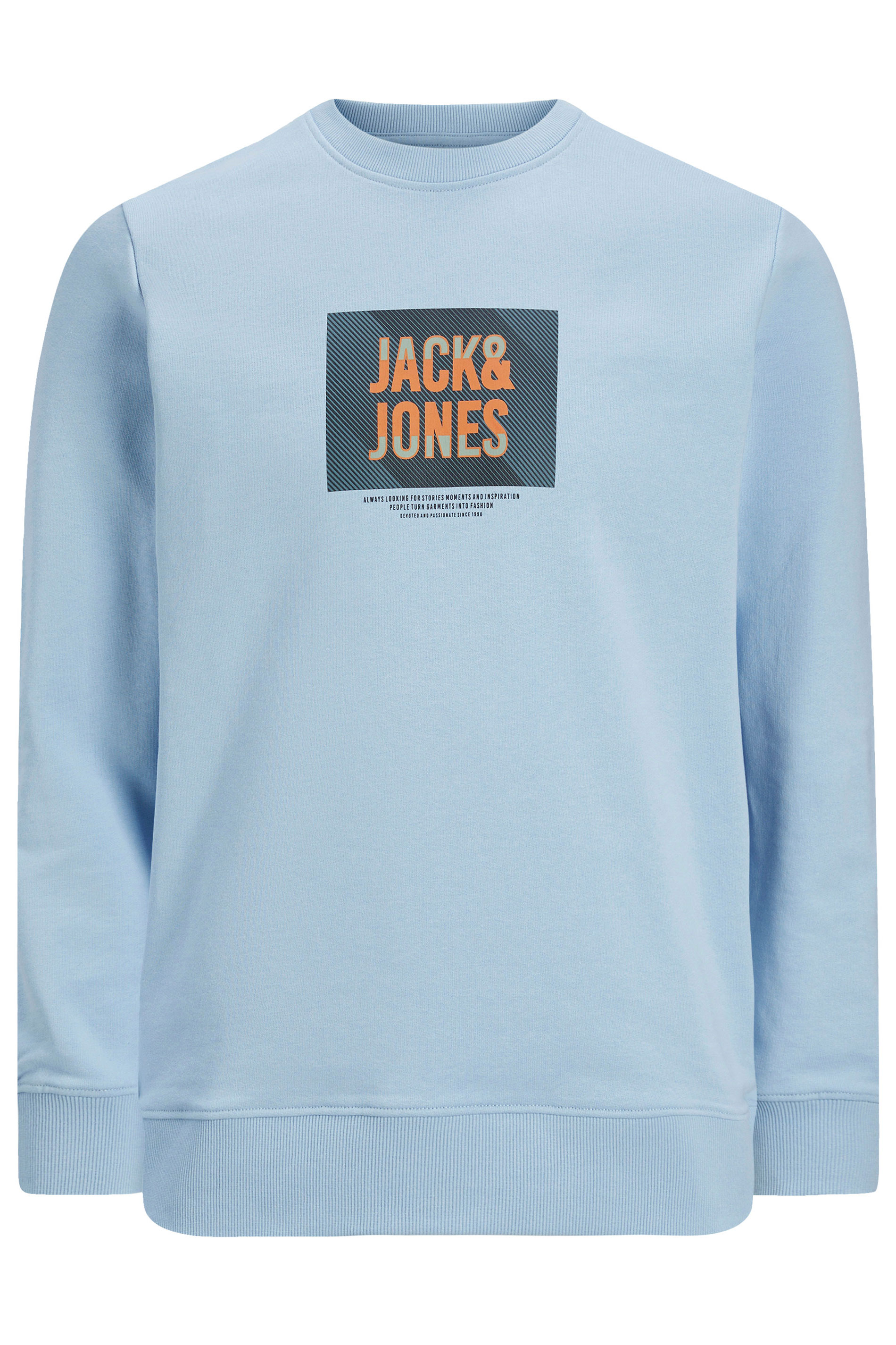 JACK & JONES Big & Tall Light Blue Hudson Sweatshirt | BadRhino 1