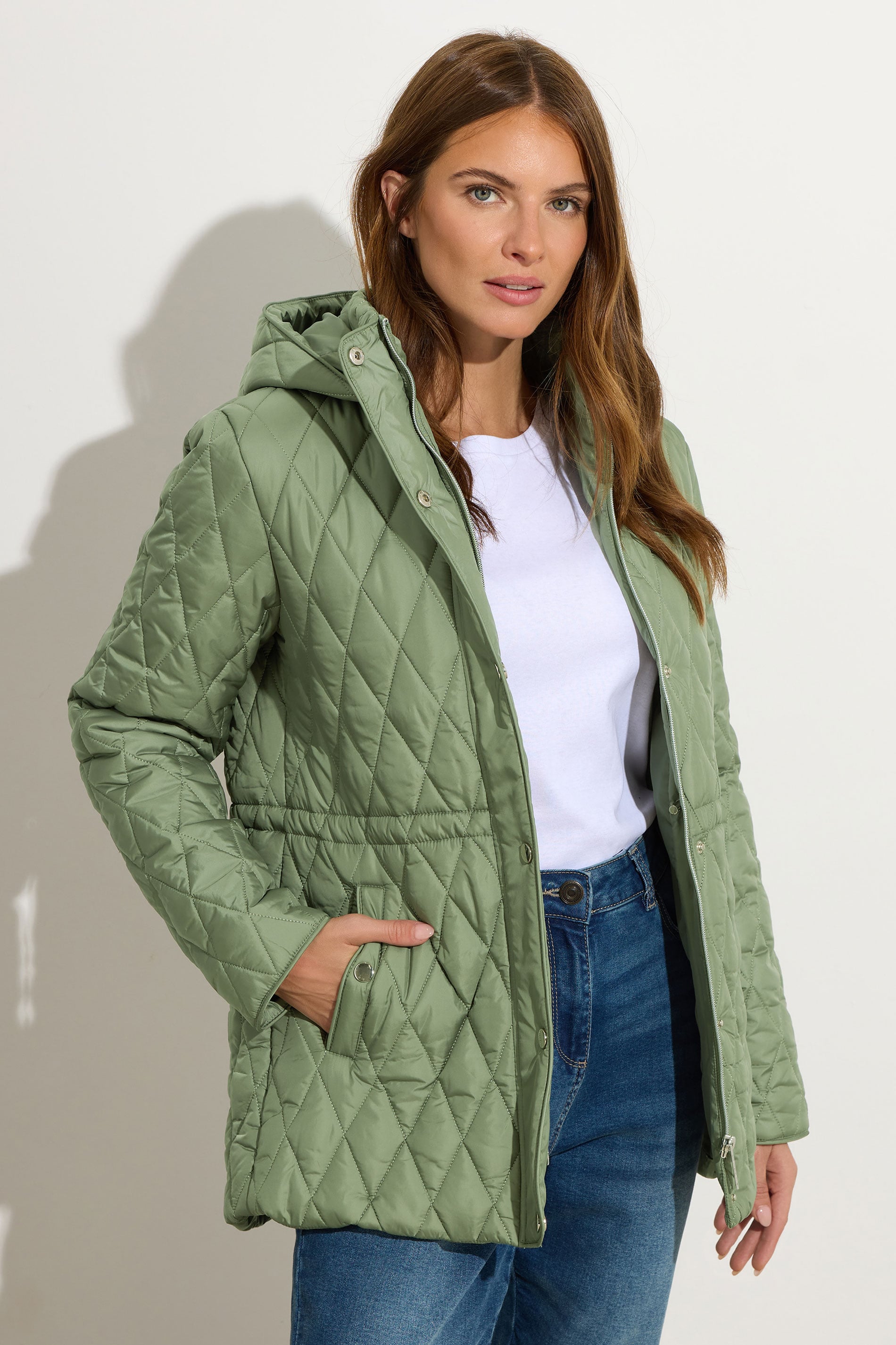 M&Co Sage Green Diamond Quilted Jacket | M&Co 4