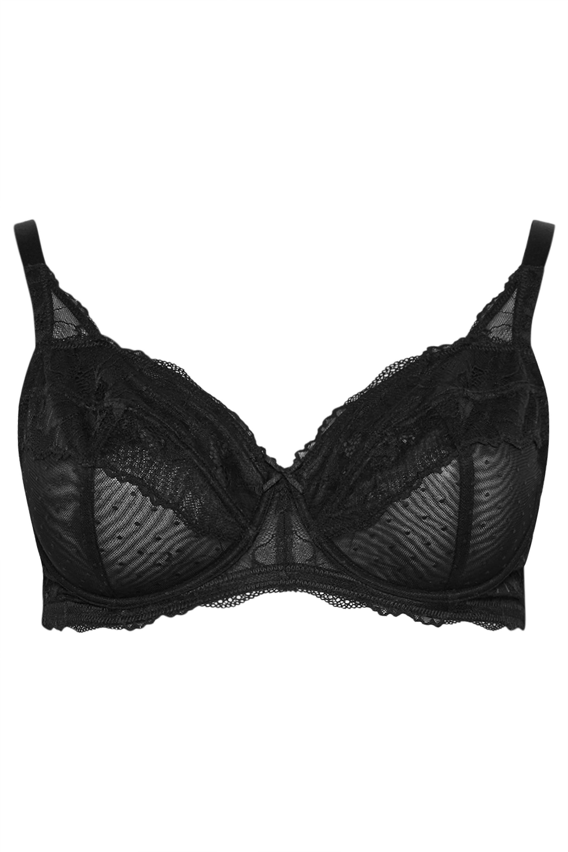YOURS 2 PACK Plus Size Pink & Black Polka Dot Non Padded Underwired Bras | Yours Clothing 10