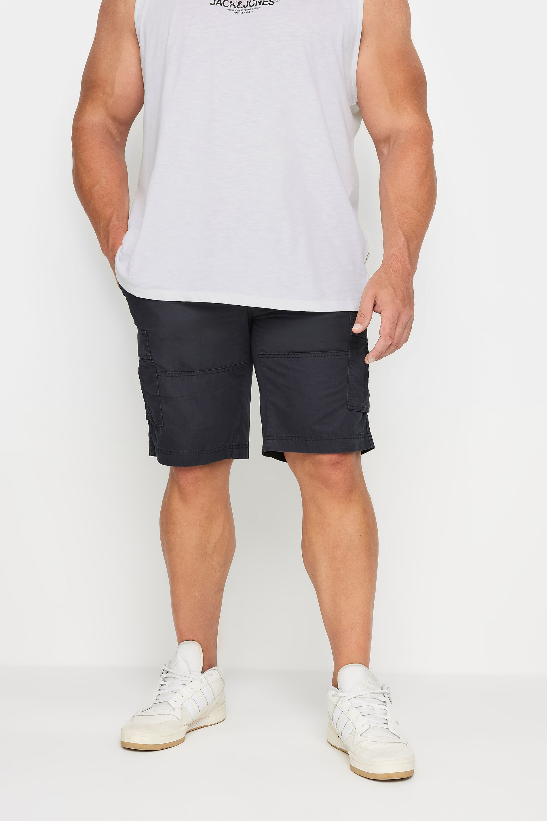 JACK & JONES Big & Tall Black Cargo Shorts | BadRhino 3