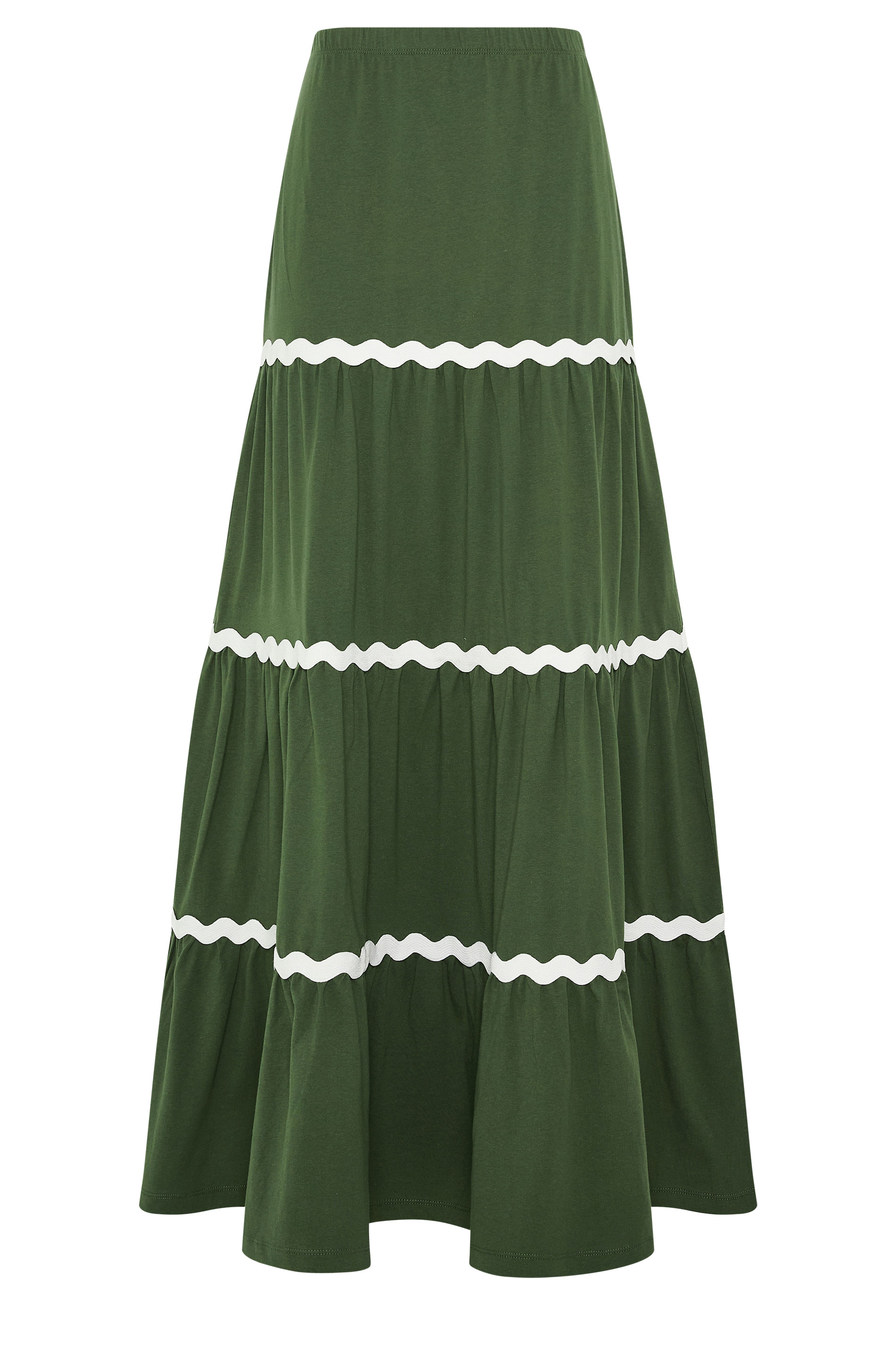 LTS Tall Women's Khaki Green Contrast Swirl Cotton Maxi Skirt | Long Tall Sally 5