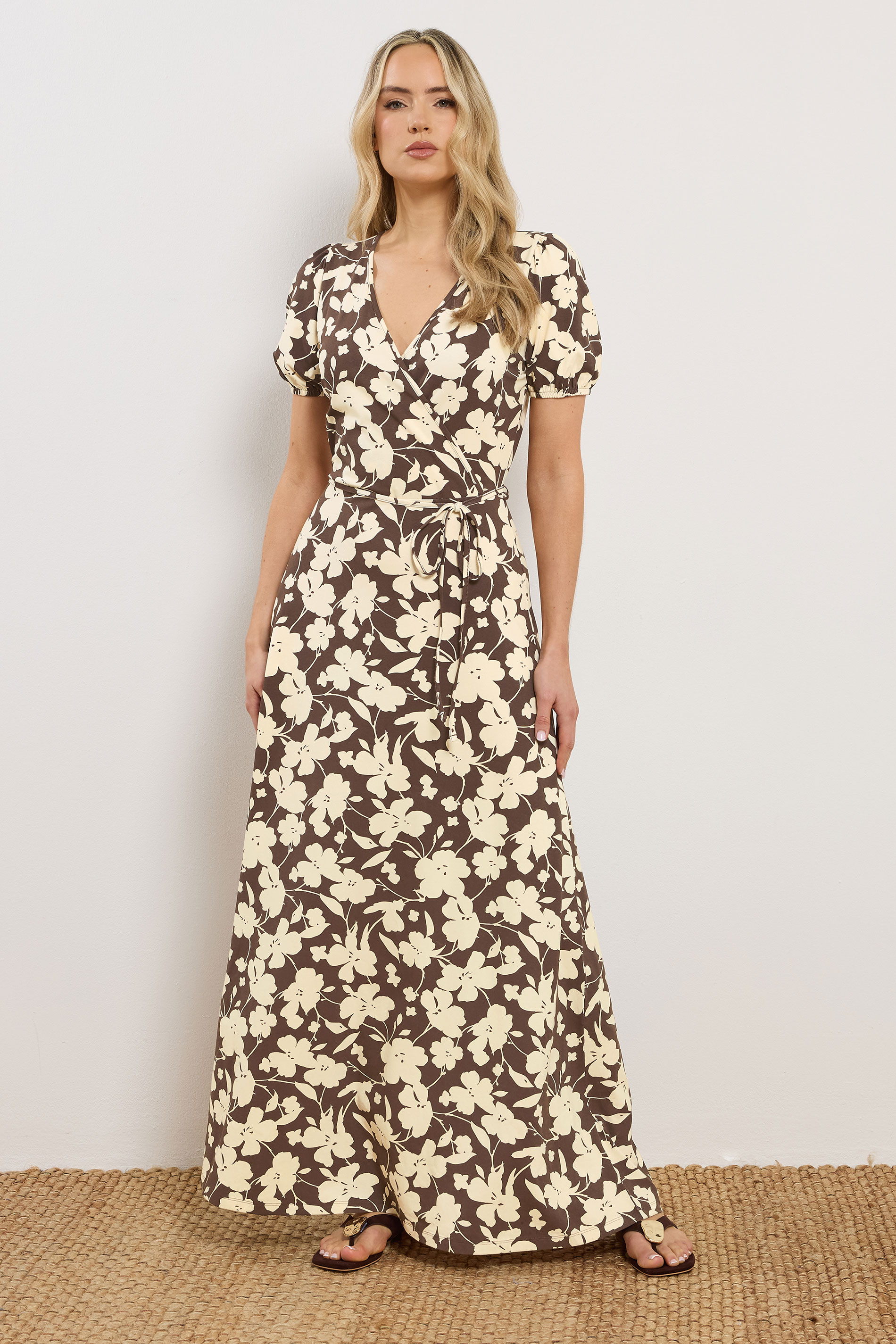 LTS Tall Women's Brown Floral Wrap Maxi Dress | Long Tall Sally 3