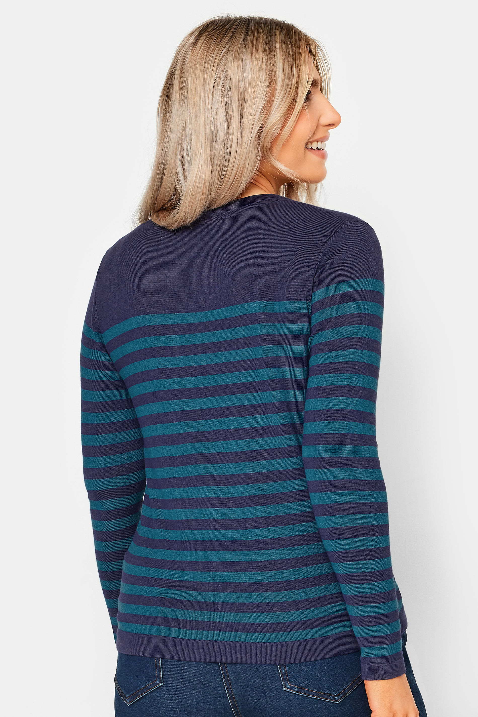 M&Co Petite Navy Blue Stripe Knitted Jumper | M&Co 3
