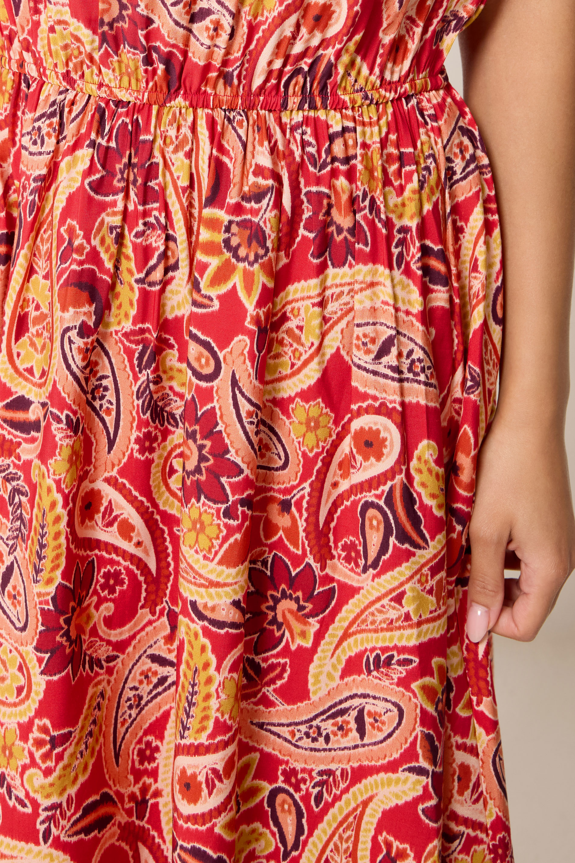 PixieGirl Petite Orange Paisley Midi Dress | PixieGirl 4