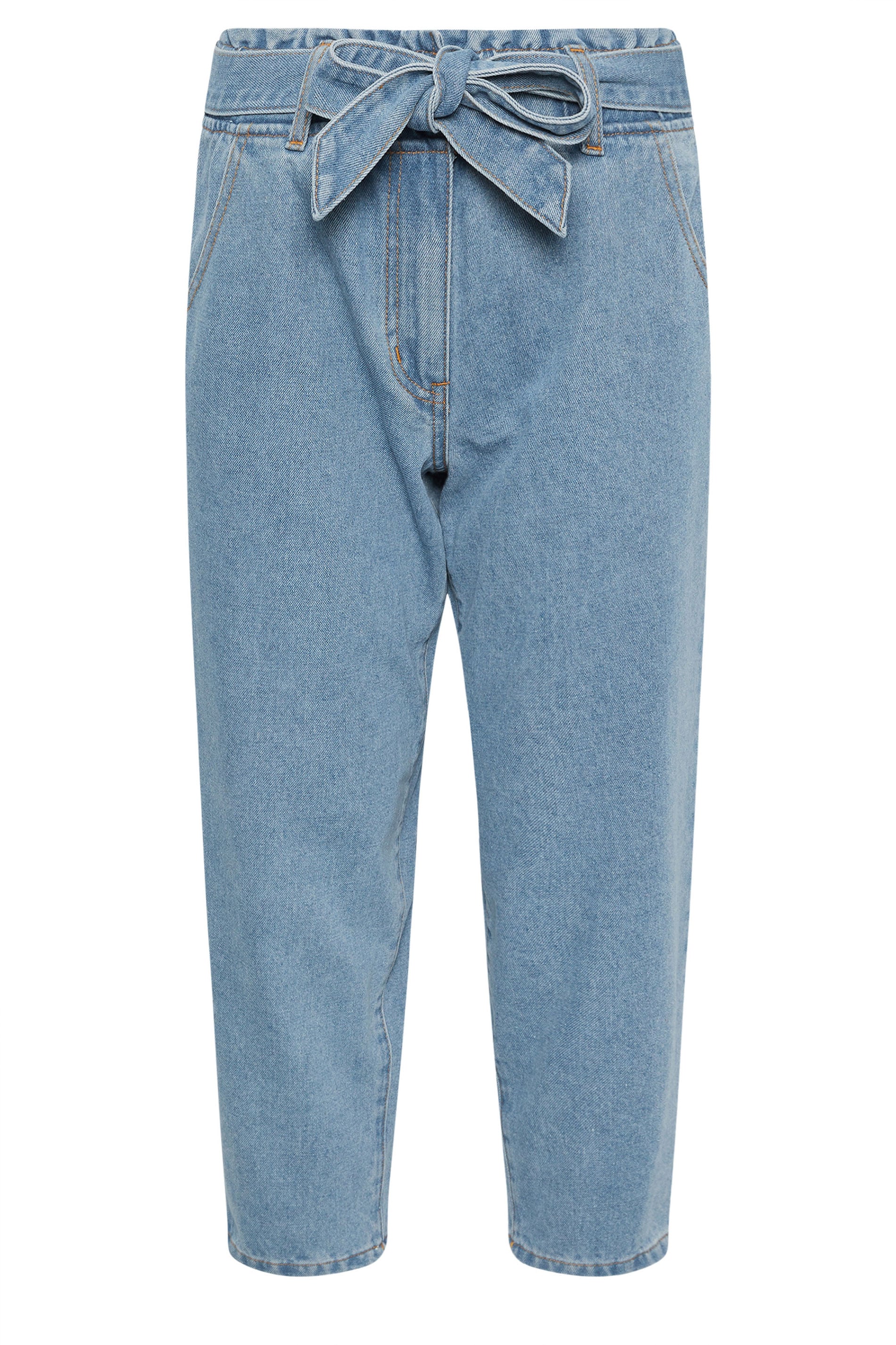 PixieGirl Petite Women's Blue Belted Barrel Jeans | PixieGirl 5