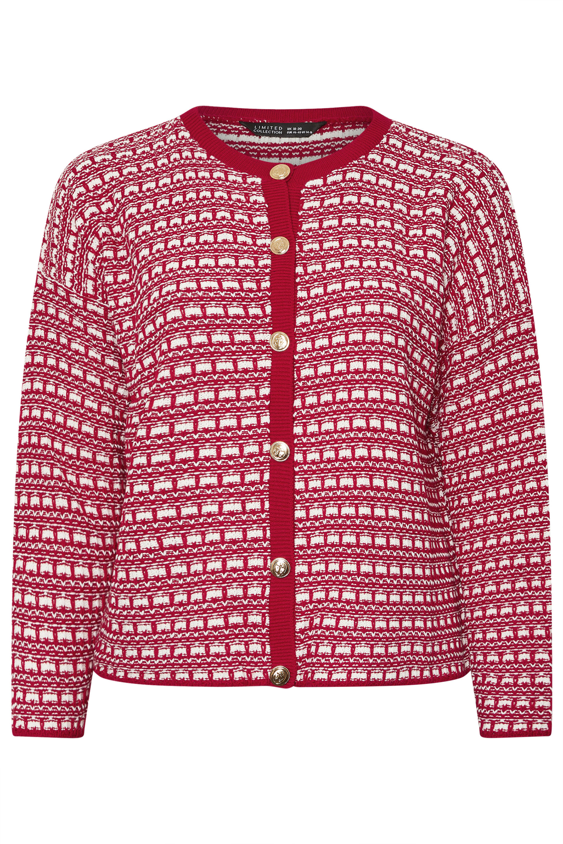 LIMITED COLLECTION Plus Size Red Boucle Cardigan | Yours Clothing 5