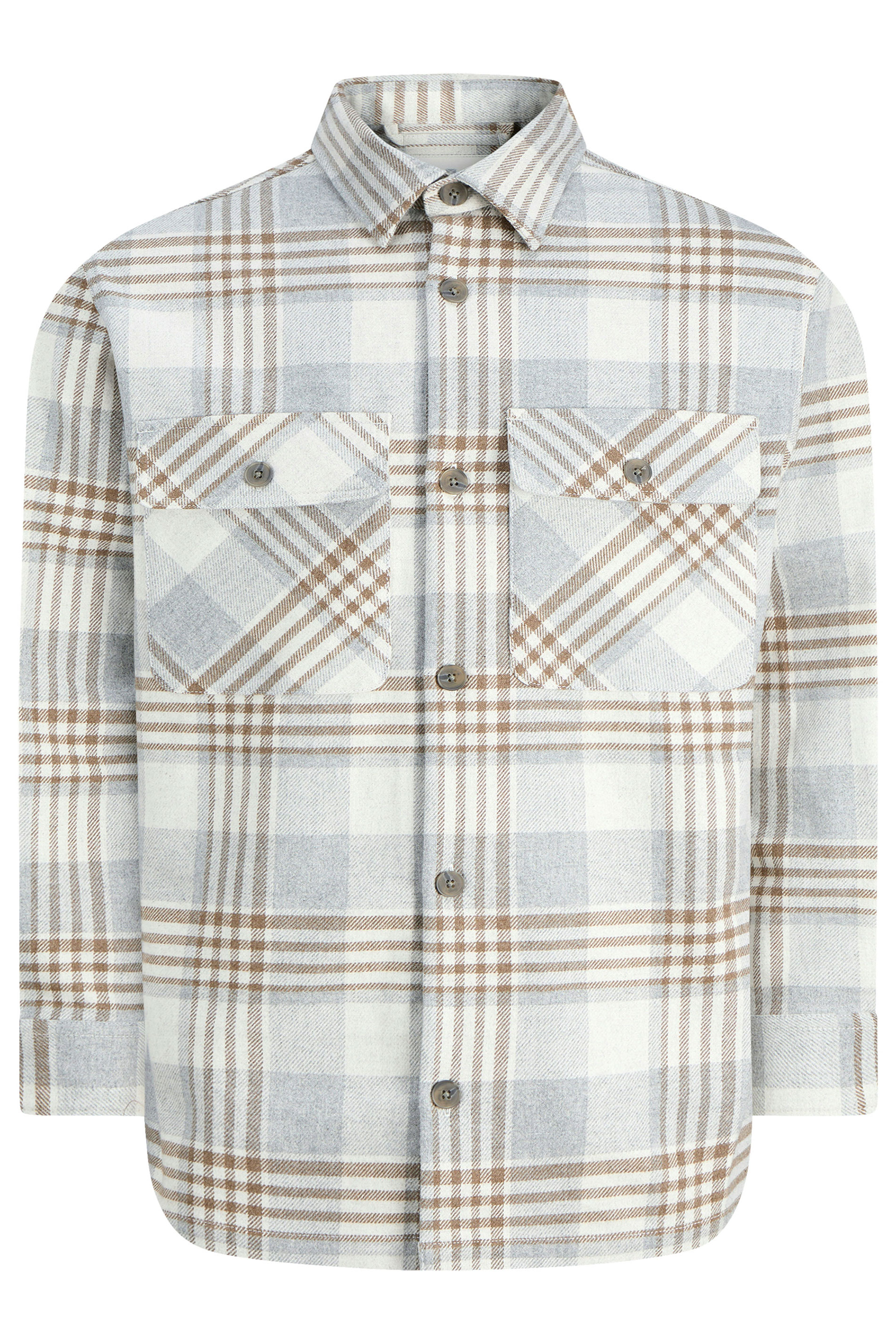 JACK & JONES Big & Tall White & Brown Check Overshirt | BadRhino 2