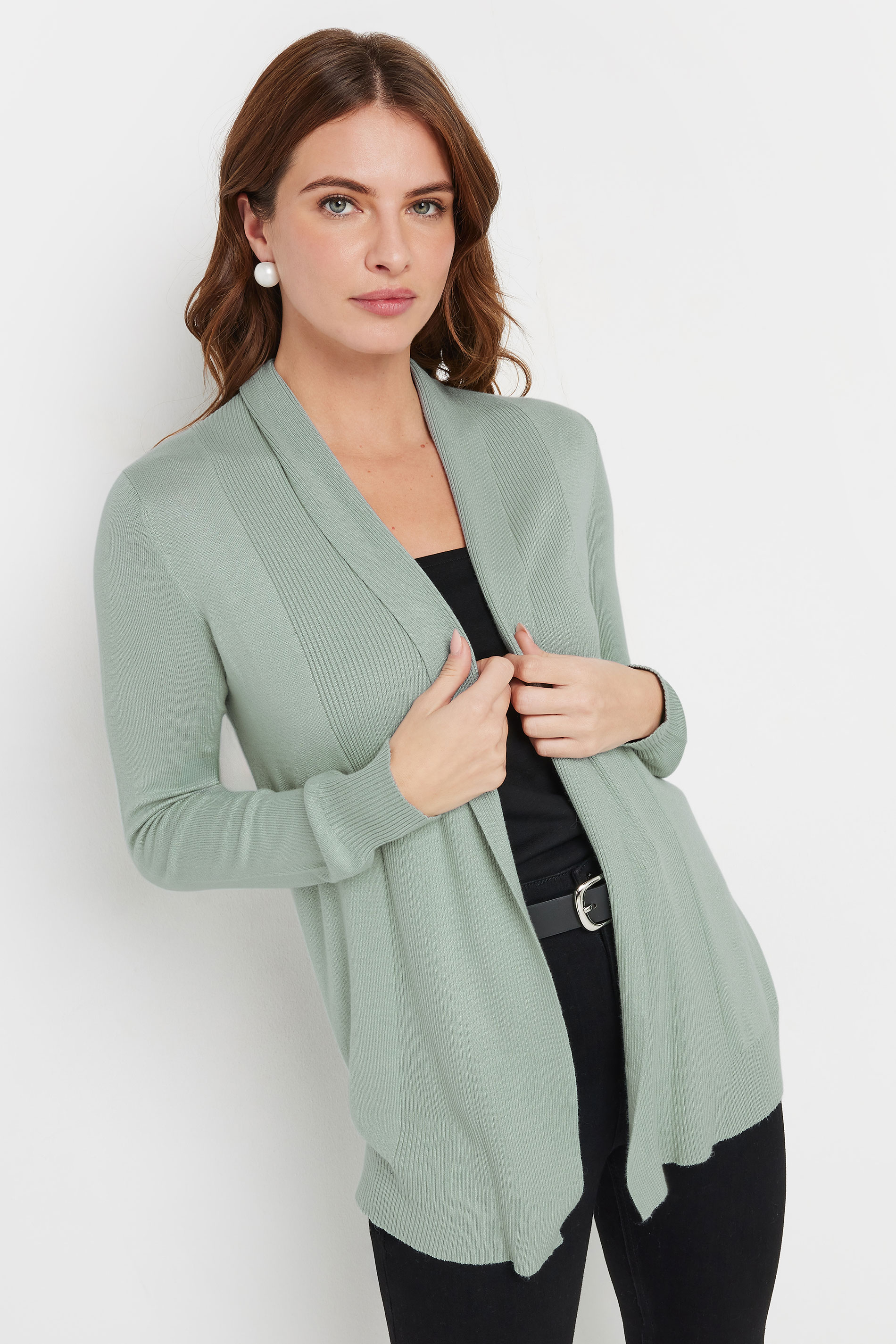 M&Co Sage Green Shawl Collar Cardigan | M&Co 3
