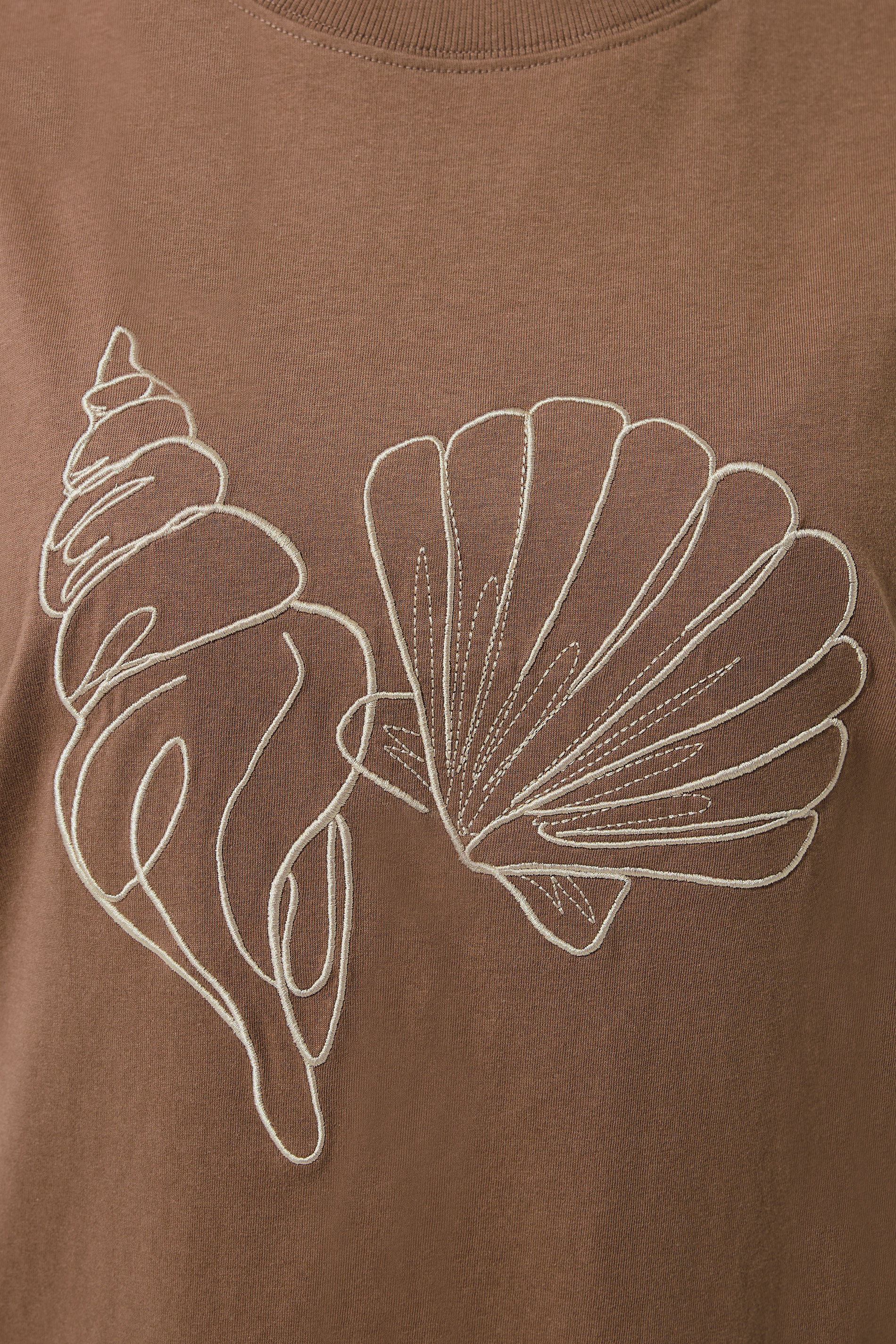 LIMITED COLLECTION  Plus Size Brown Embroidered Shell Longline T-Shirt | Yours Clothing  4