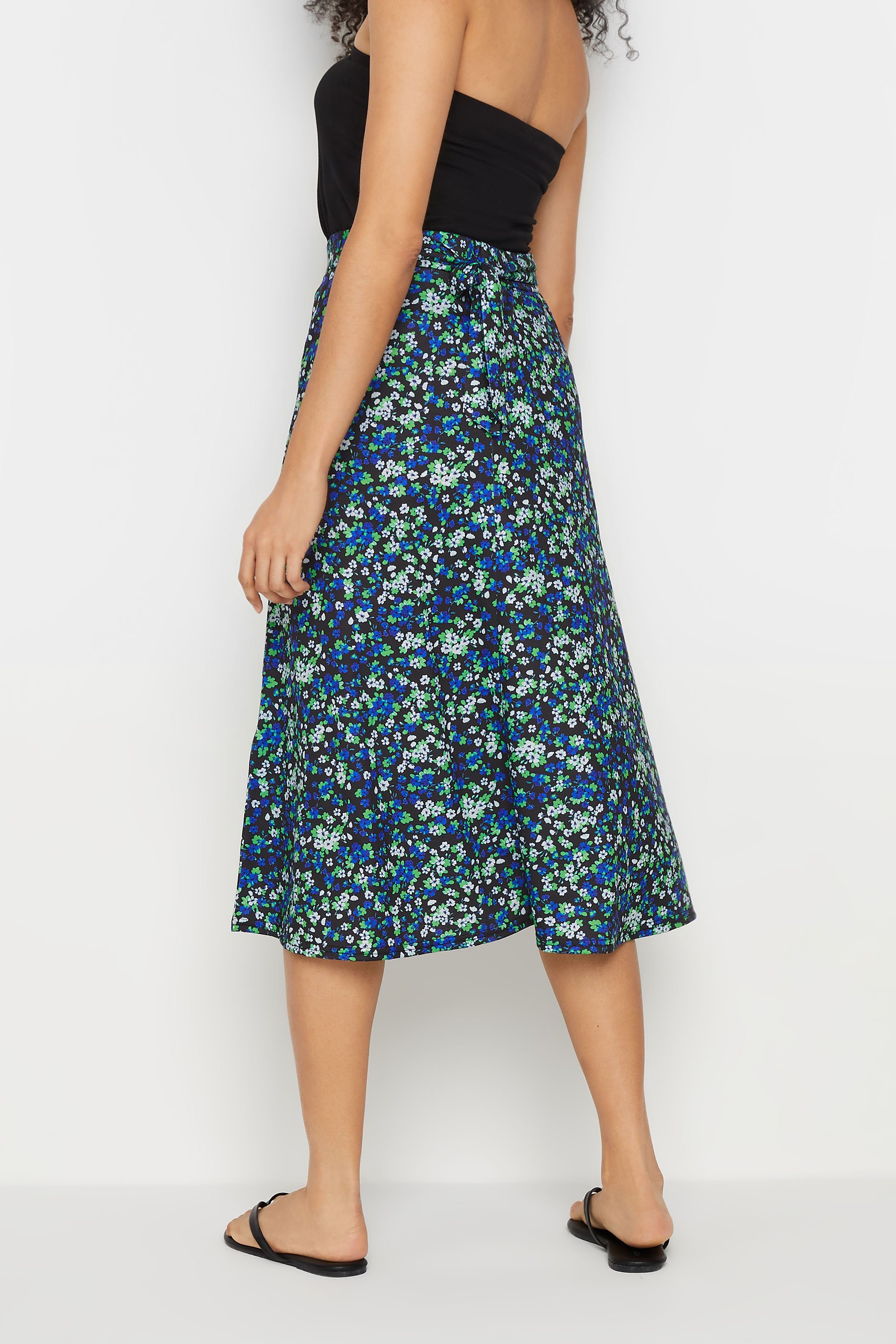 M&Co Black Ditsy Floral Print Tie Waist Skirt | M&Co 3