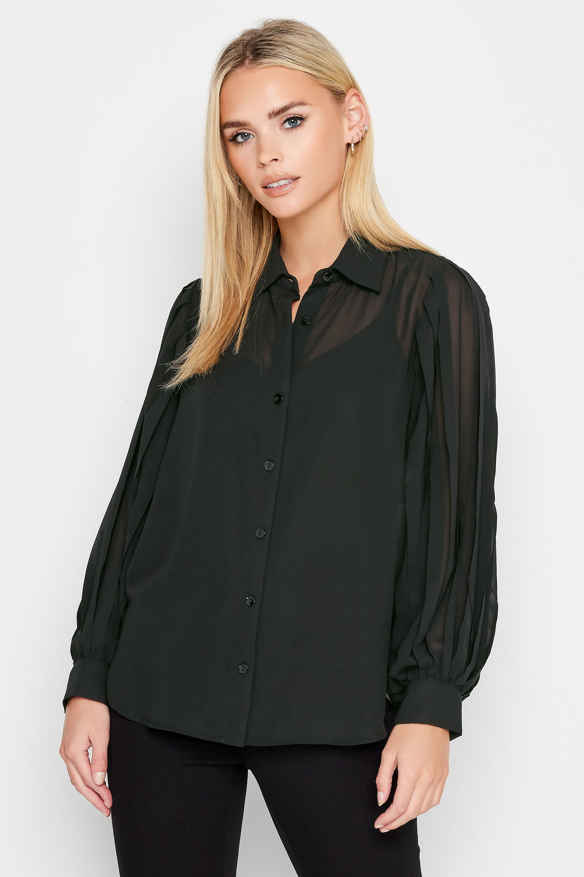 PixieGirl Black Pleat Sleeve Shirt | PixieGirl 3