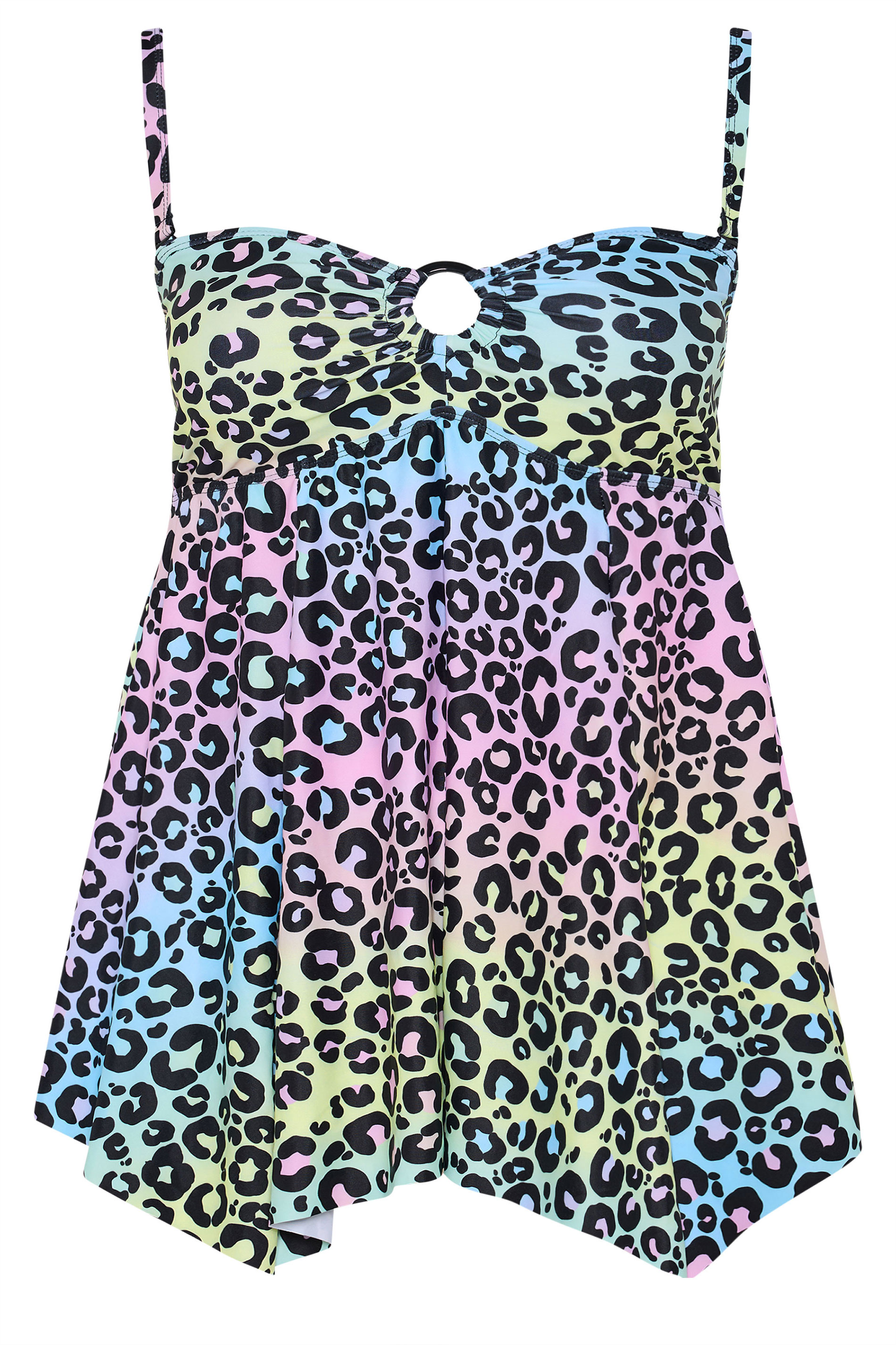 YOURS Plus Size Pink Leopard Print Bandeau Tankini Top | Yours Clothing 8