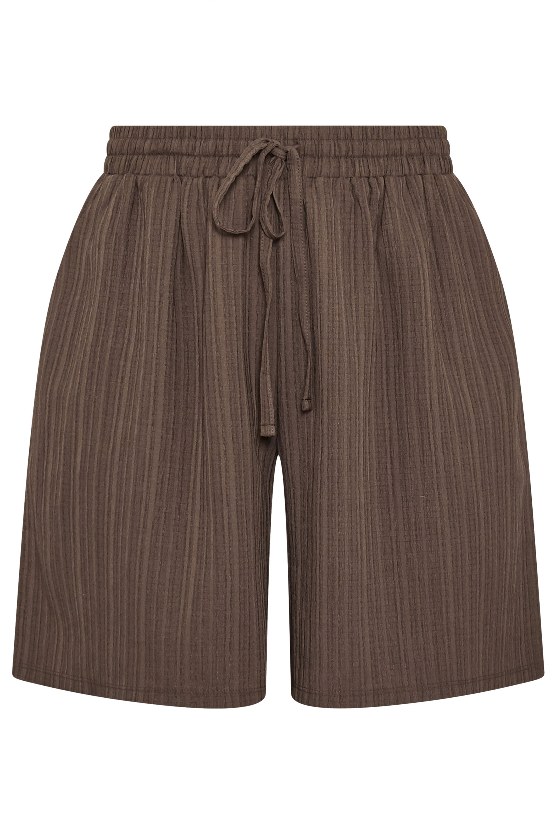 YOURS Plus Size Chocolate Brown Textured Shorts | Yours Clothing 5