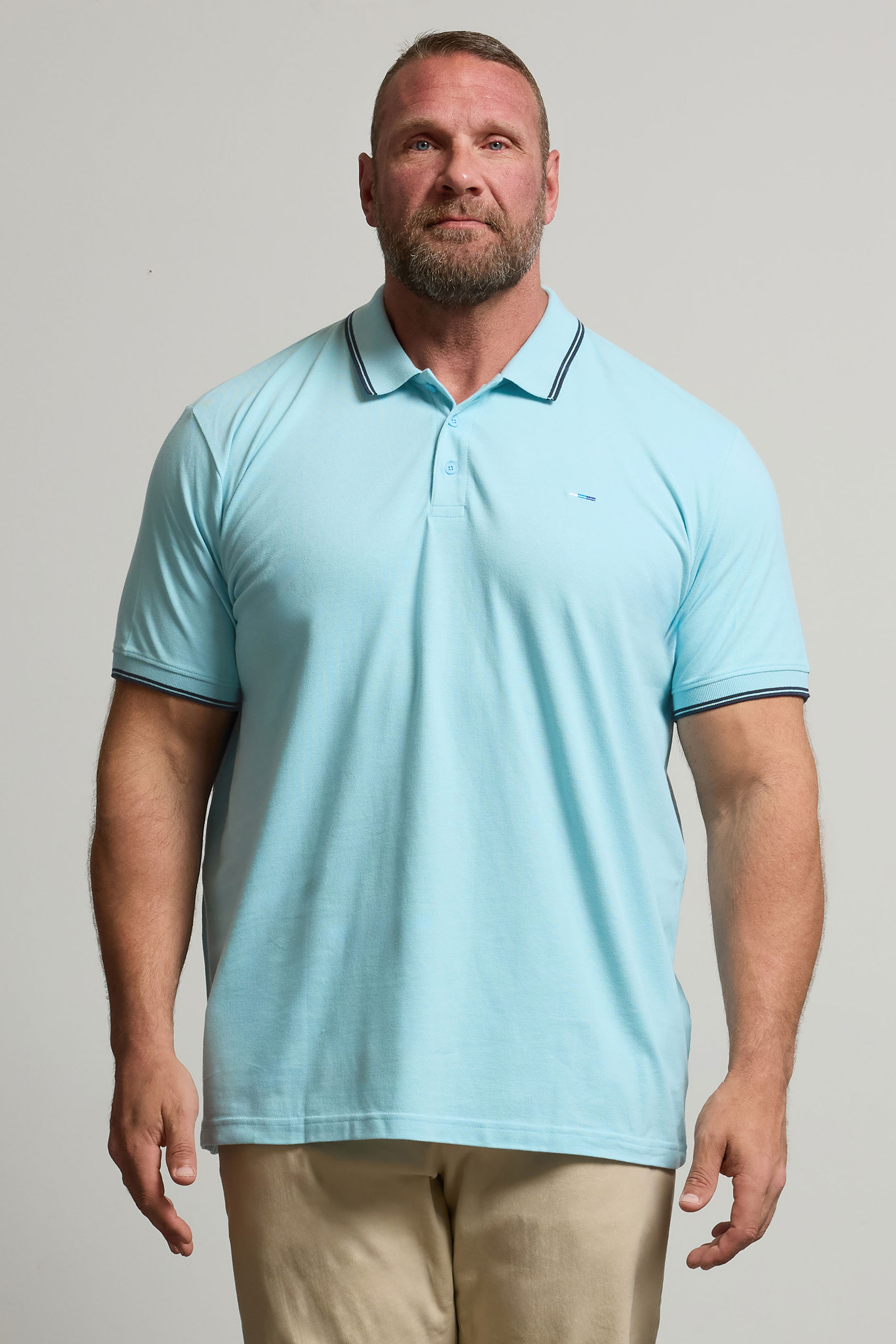 BadRhino Big & Tall 3 Pack Blue & Orange Tipped Polo Shirts | BadRhino 4