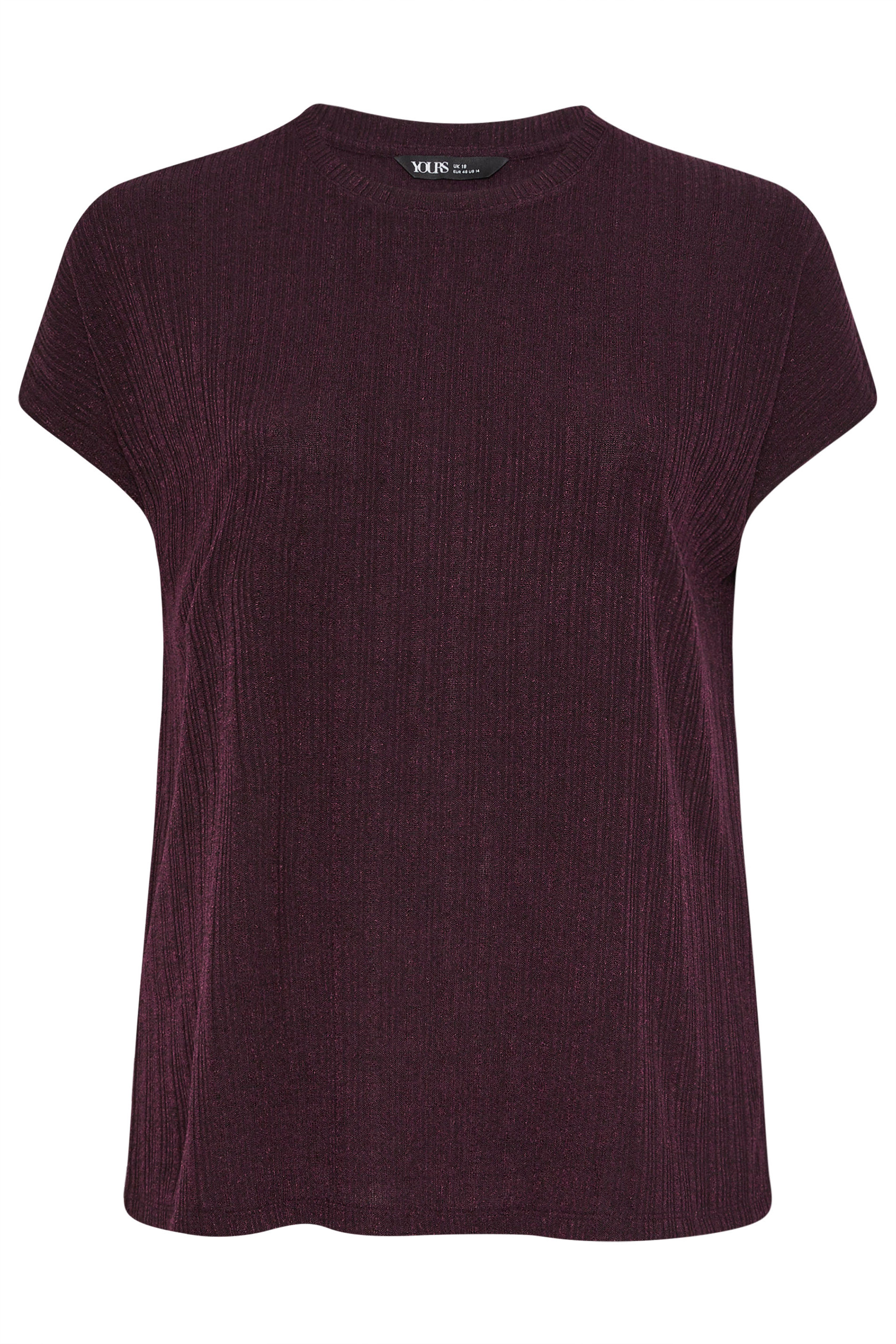 YOURS Plus Size Dark Purple Knitted T-Shirt | Yours Clothing 5