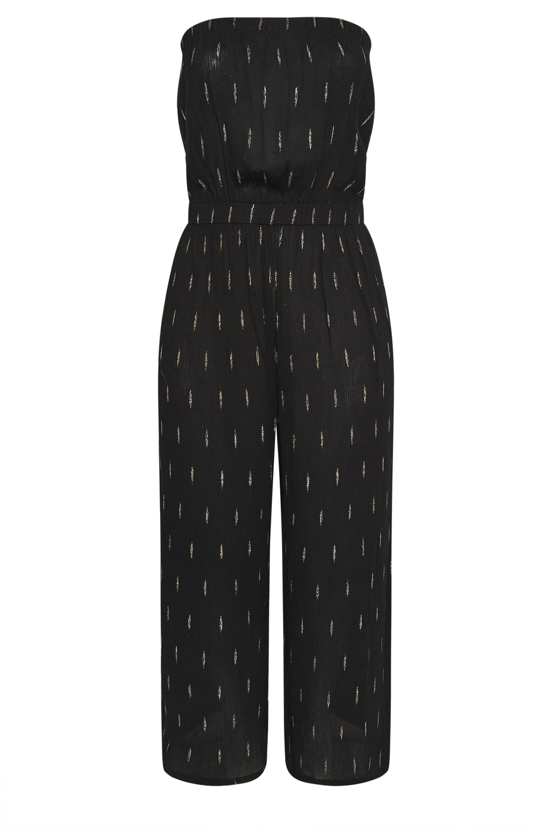 YOURS Plus Size Black Metallic Bandeau Wide Leg Jumpsuit | Yours Clothing 5