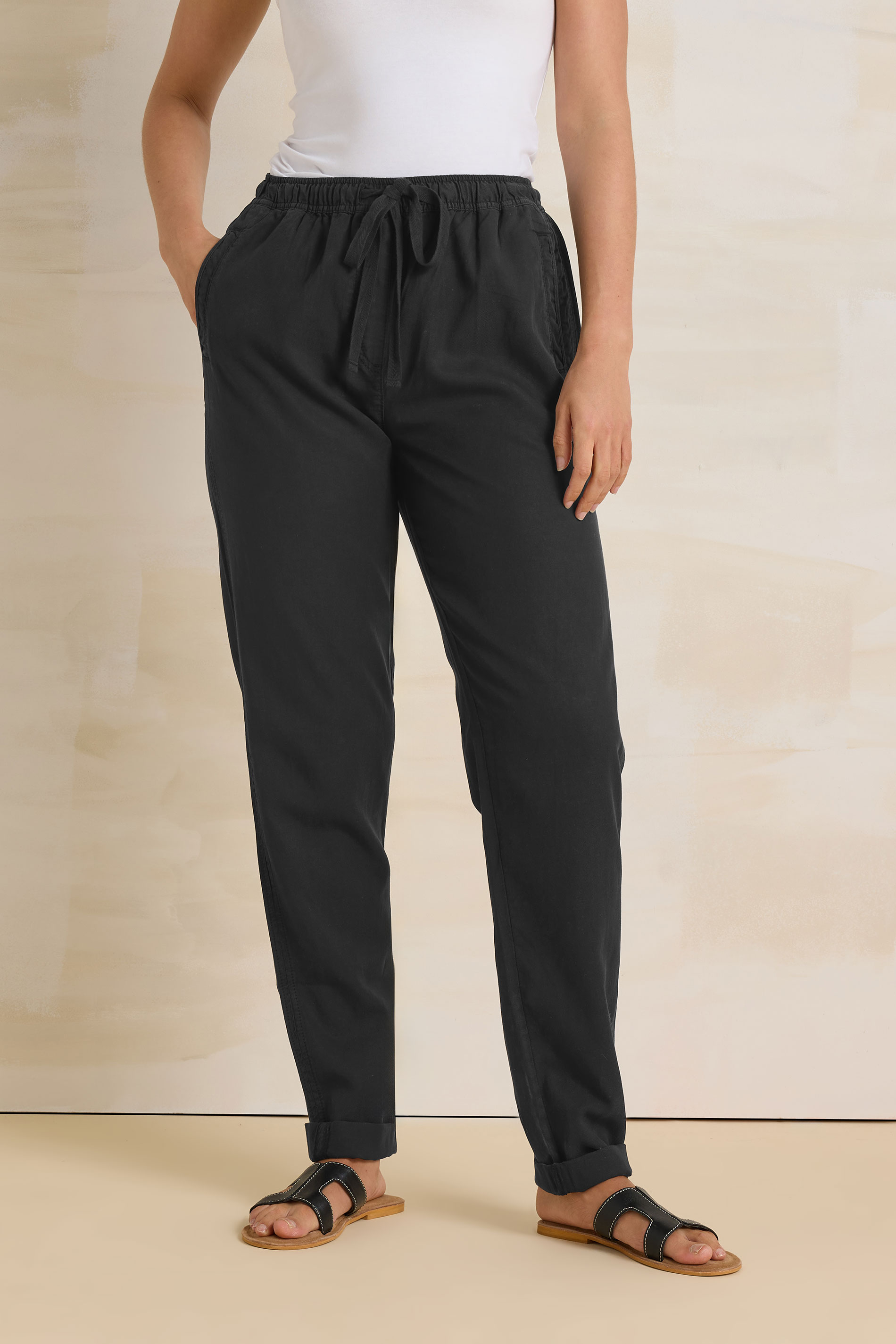 LTS Tall Black Lyocell Blend Joggers | Long Tall Sally 1