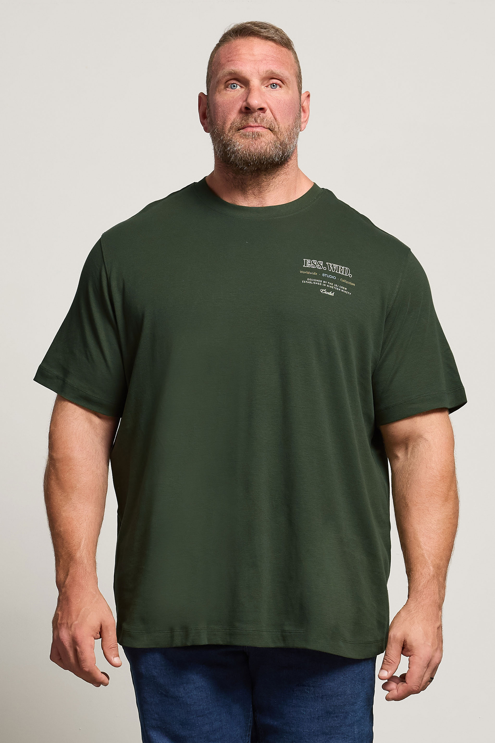 JACK & JONES Big & Tall Duffel Green Studio Graphic T-Shirt | BadRhino 3