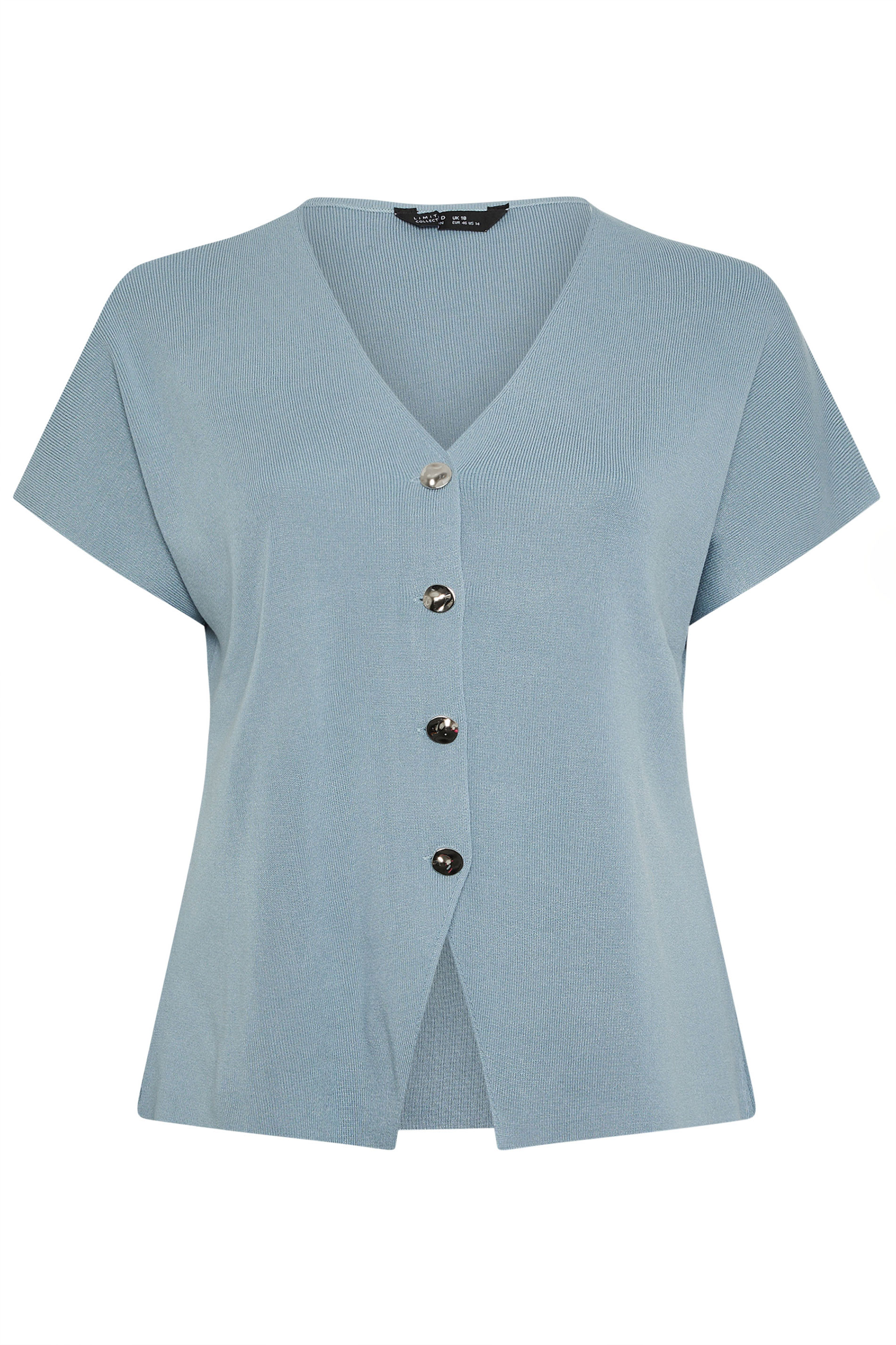 LIMITED COLLECTION Plus Size Blue Short Sleeve Knitted Top | Yours Clothing 5