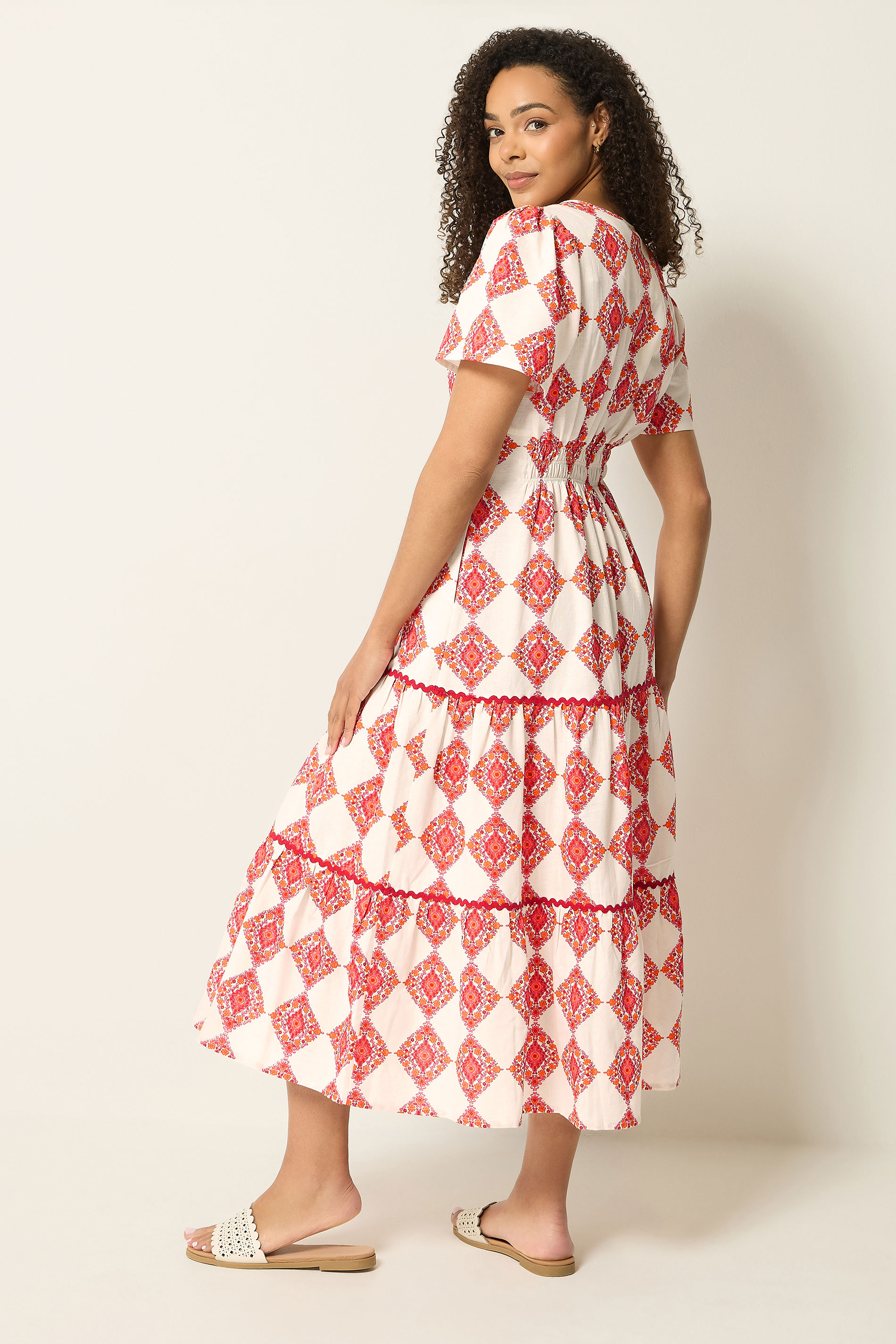 M&Co Ivory White Abstract Tile Print Maxi Dress | M&Co 2