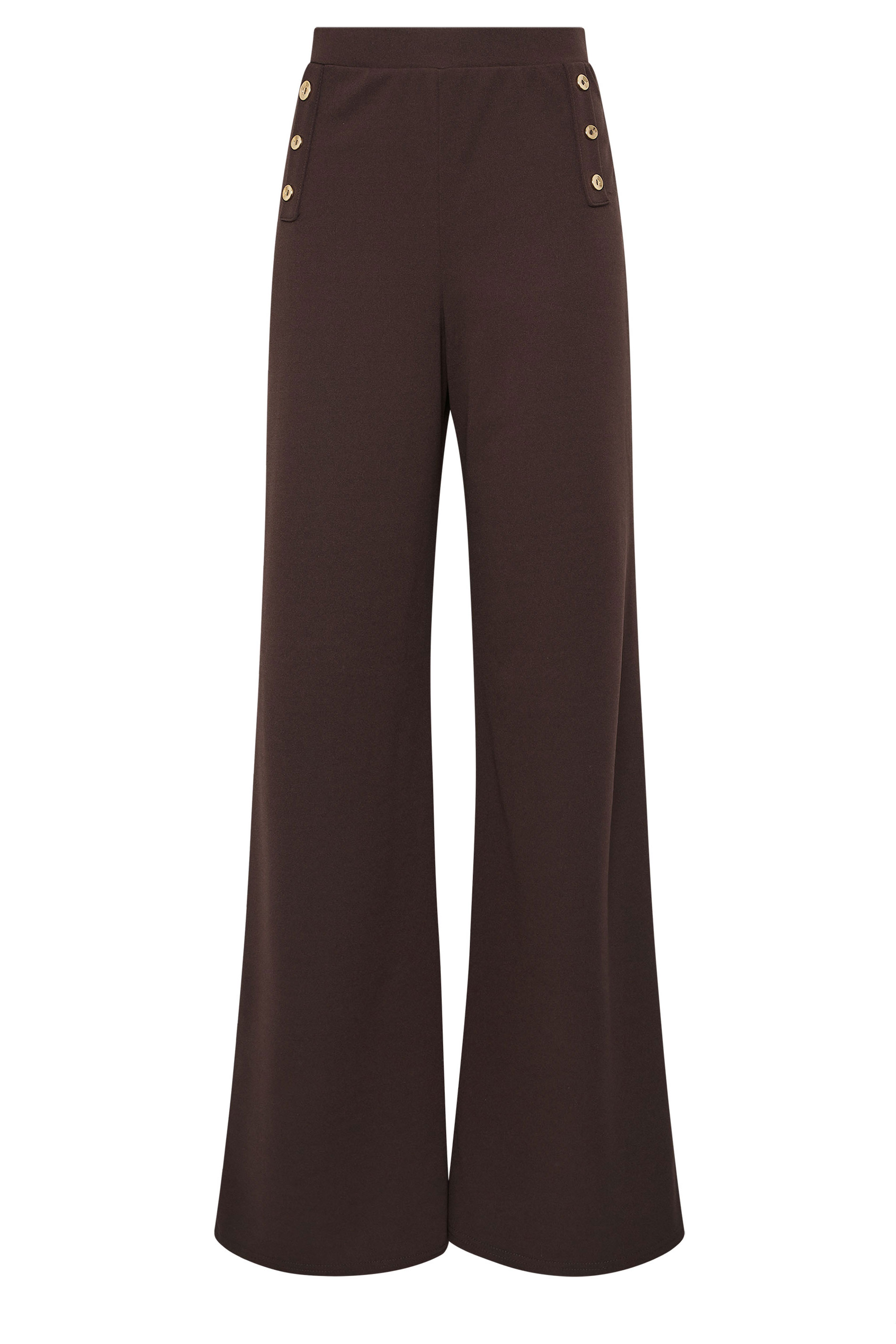 LTS Tall Chocolate Brown Military Wide Leg Trousers | Long Tall Sally 5