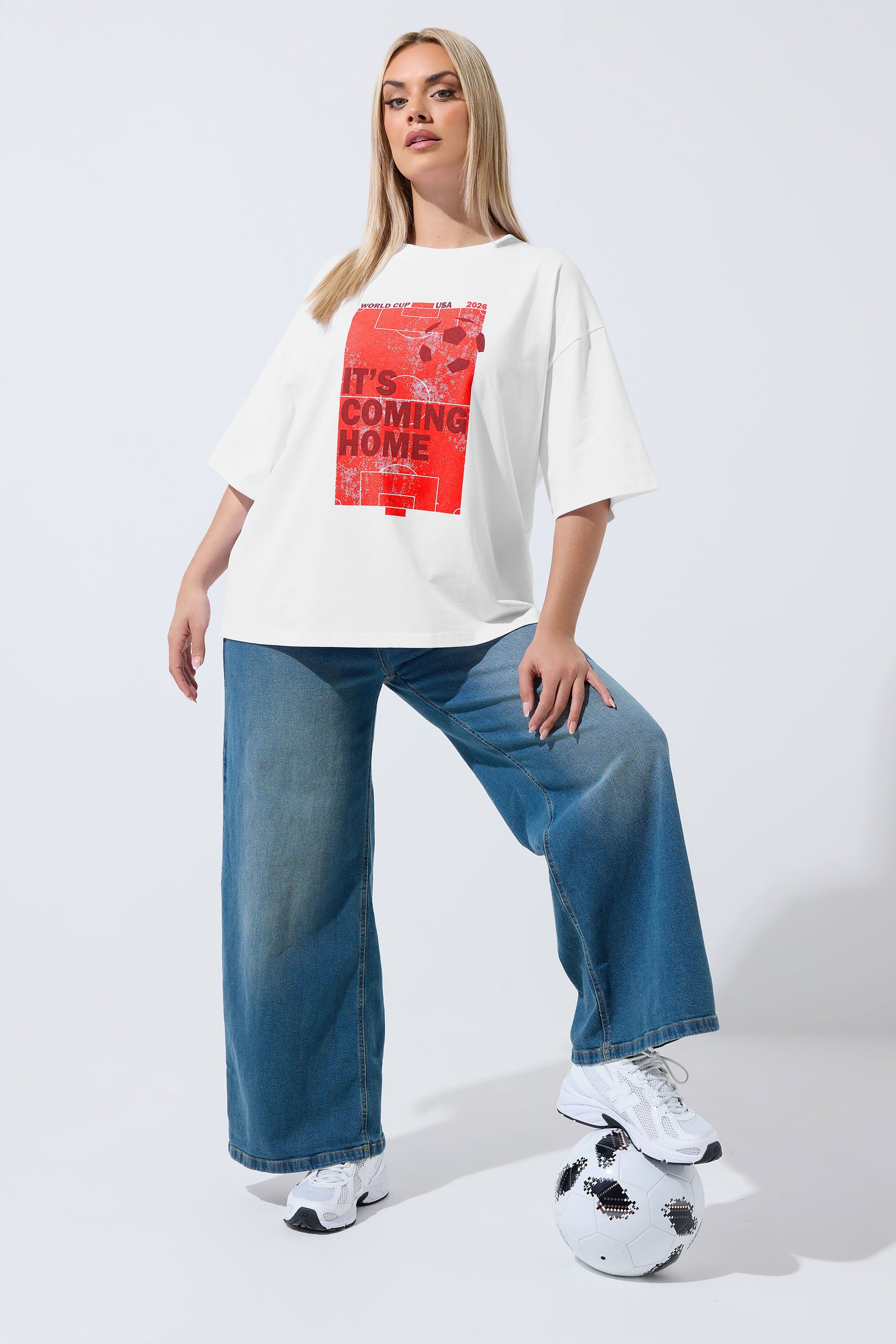 LIMITED COLLECTION Plus Size White 'It's Coming Home' England T-Shirt | Yours Clothing 1
