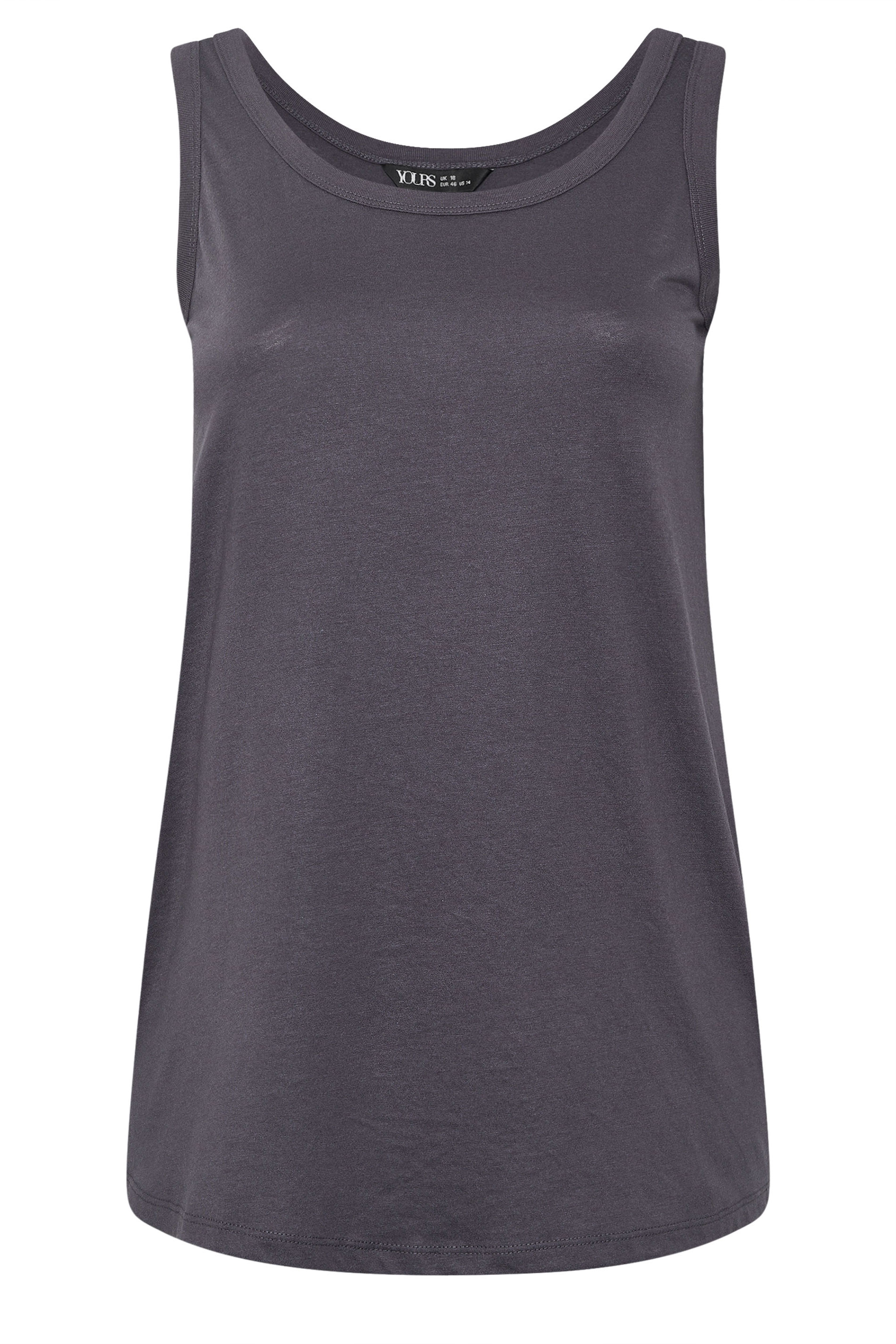 YOURS Plus Size Charcoal Grey Basic Vest Top | Yours Clothing 5