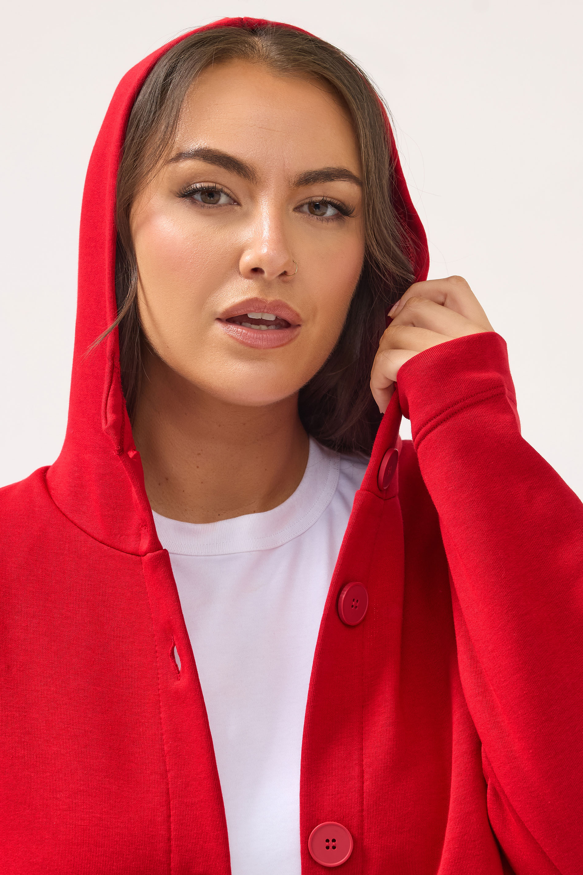YOURS Plus Size Red Hooded Maxi Jacket | Yours Clothing 4